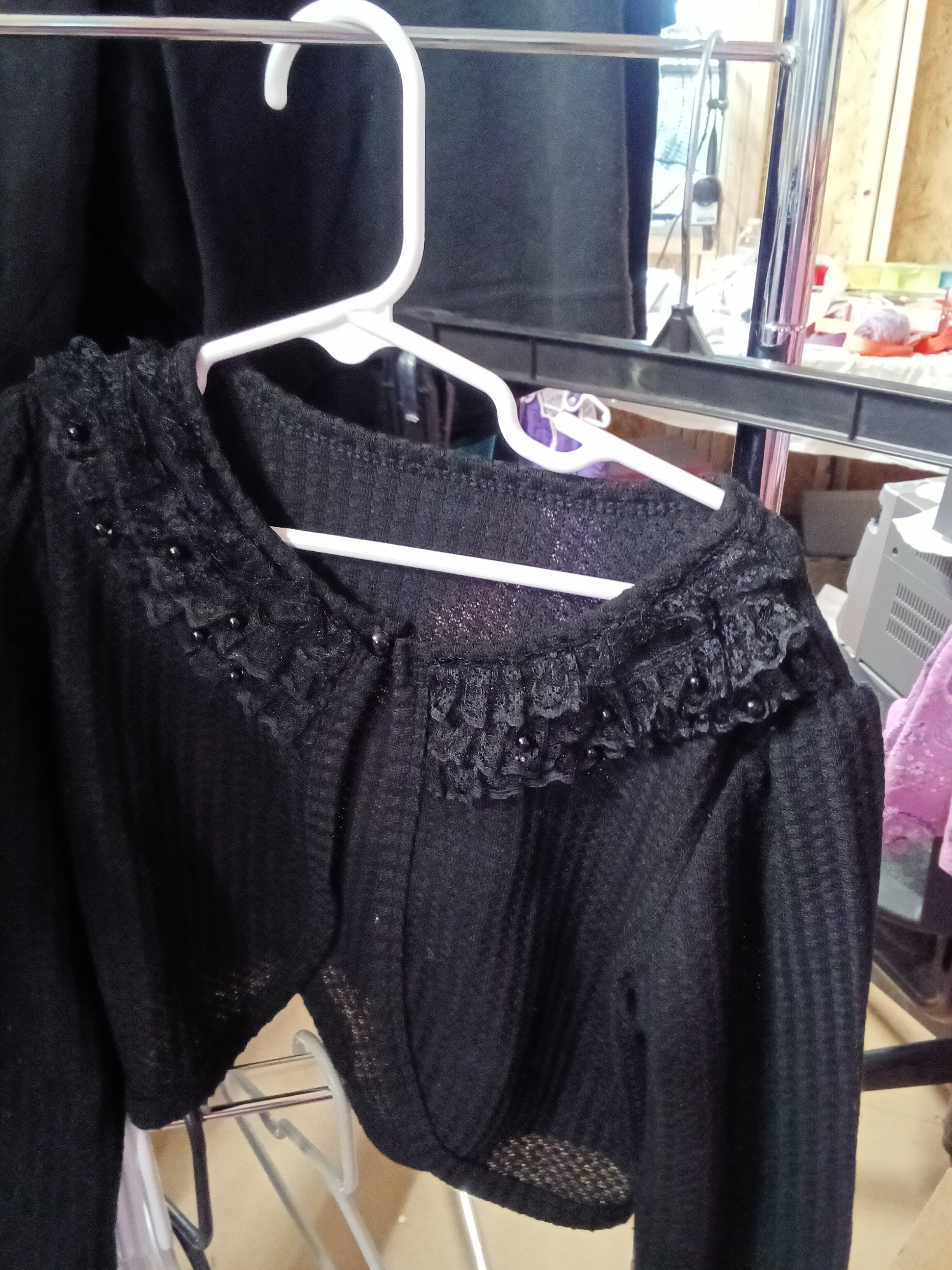Black Lace Knit Cardigan Size 120 - Image 4