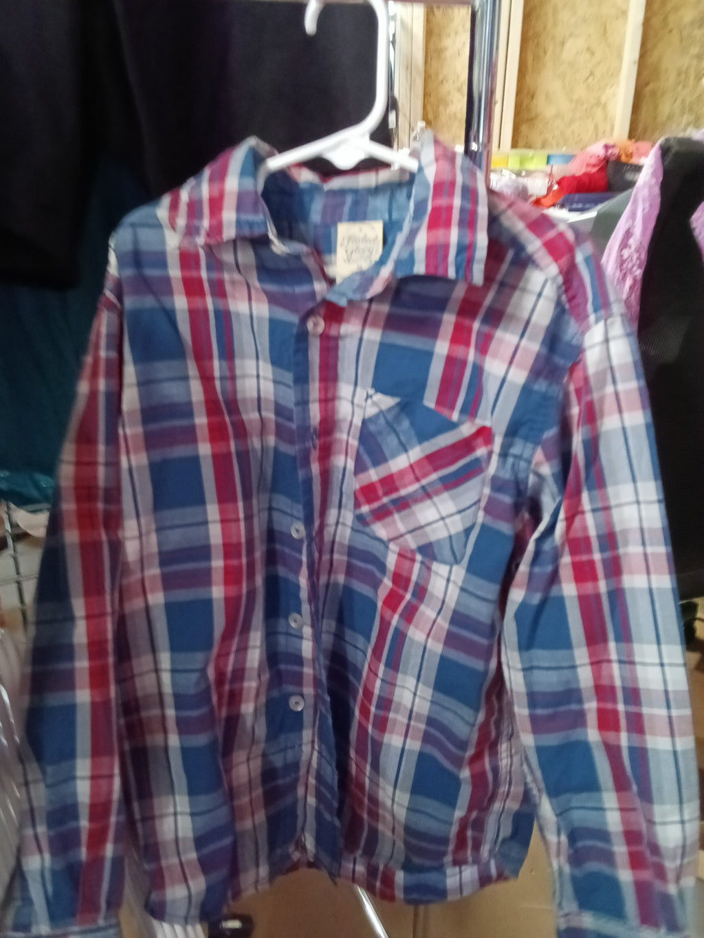 Faded Glory Plaid Button-Up Shirt Medium - Image 1