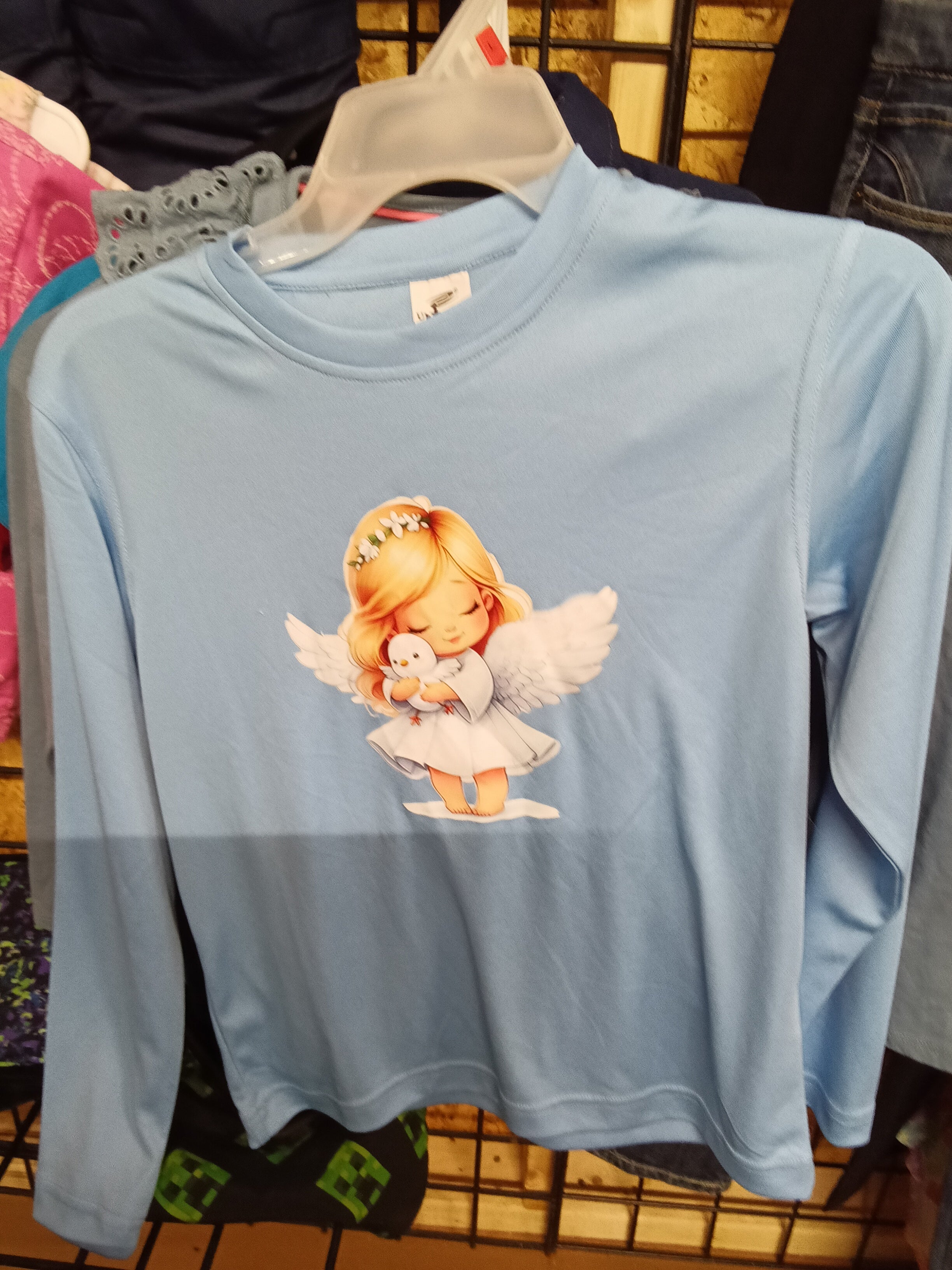 UltraClub Youth Angel Graphic Long Sleeve Shirt Size S/P - Image 1