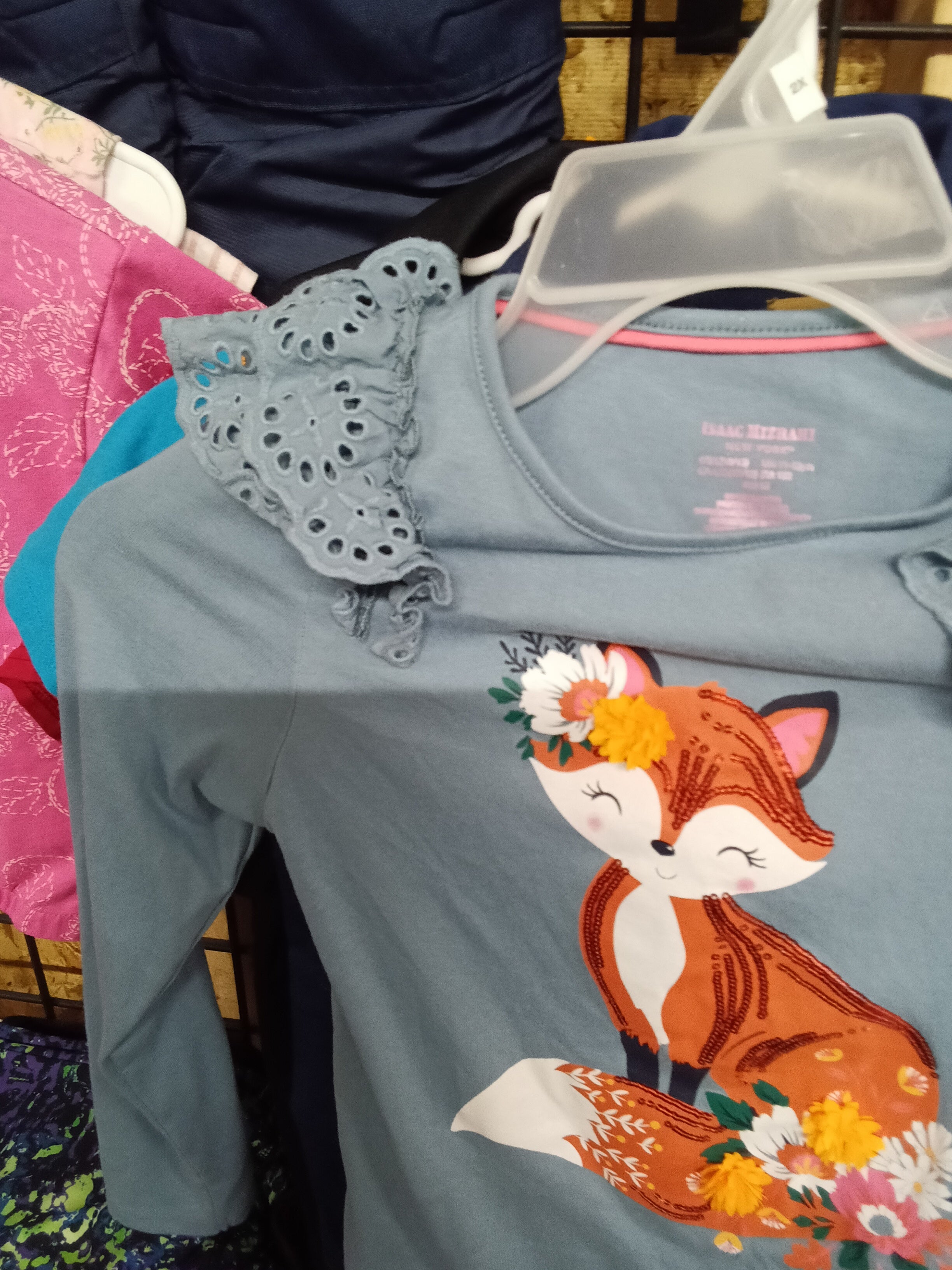 Isaac Mizrahi Girls' Fox Graphic Long Sleeve Top Size 10/12 - Image 2