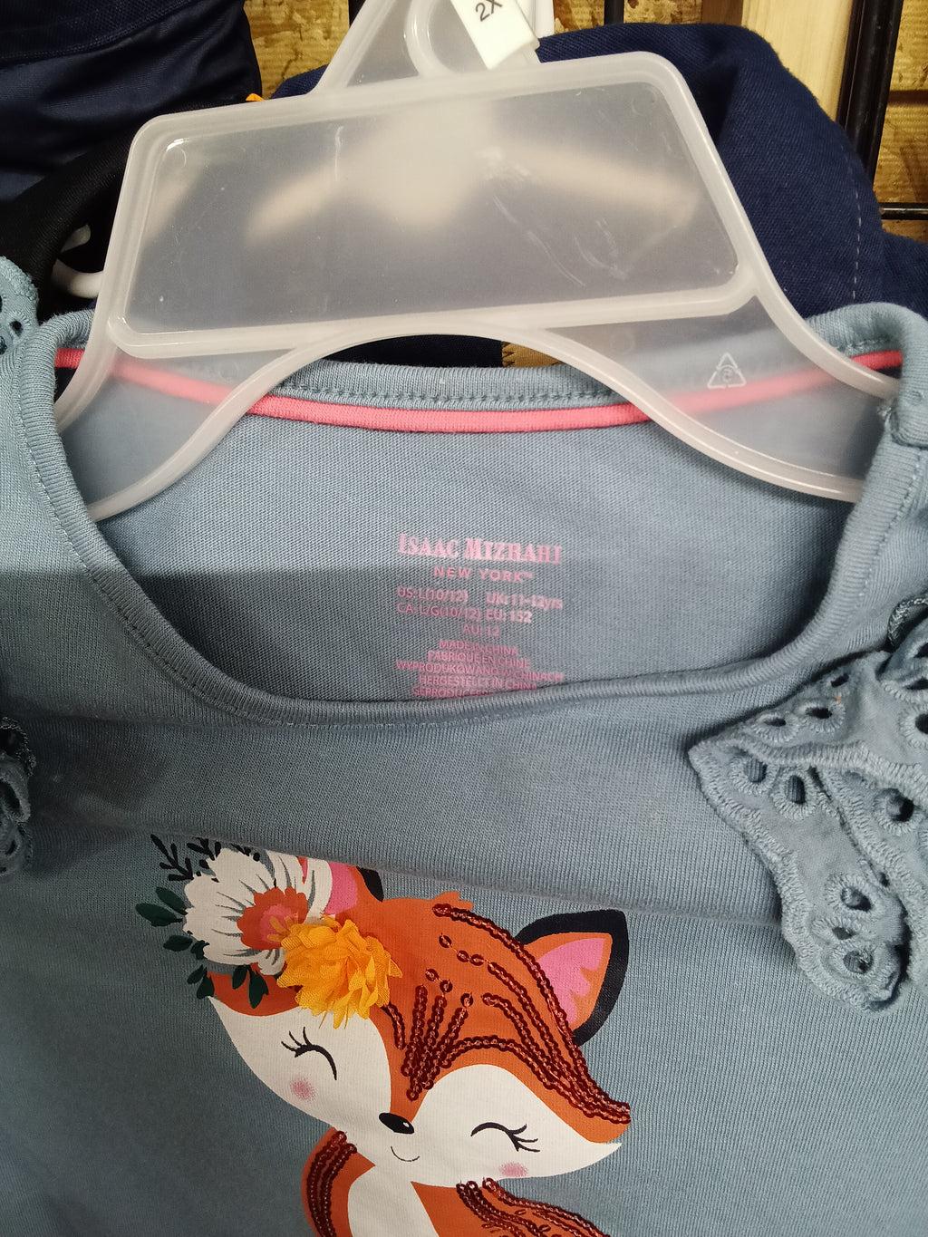 Isaac Mizrahi Girls' Fox Graphic Long Sleeve Top Size 10/12 - Image 3