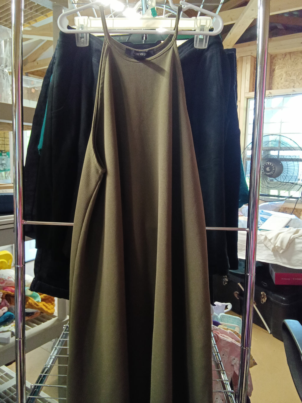 Forever 21 Olive Green Sleeveless Dress Size L - Image 1