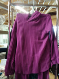 Purple Ribbed Knit Hoodie and Pants Set Size 150 - Image 3