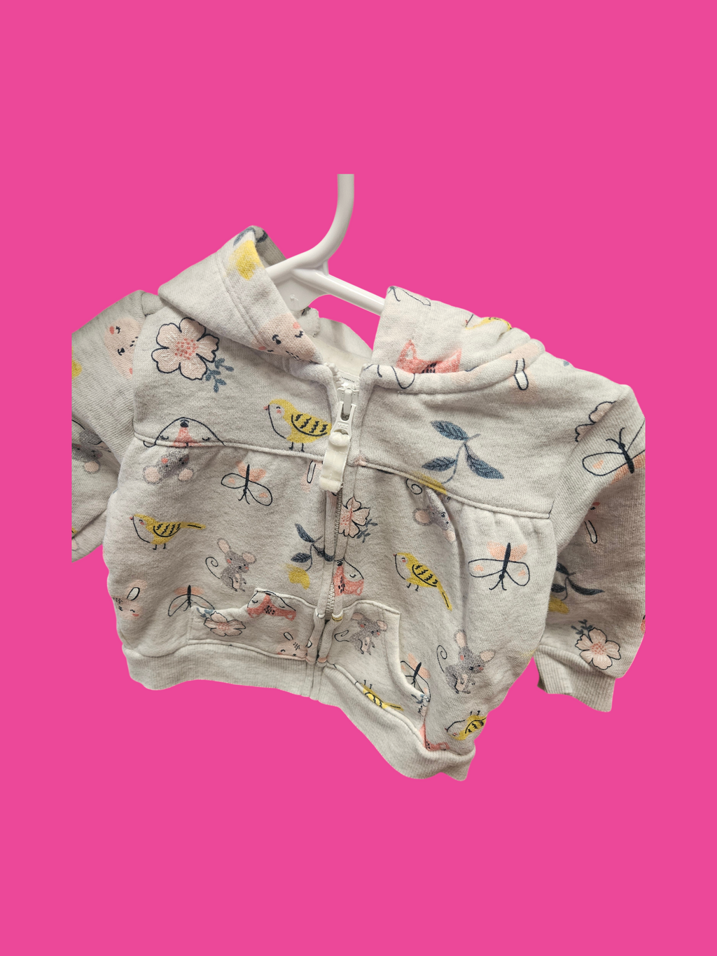 Baby Hooded Jacket with Animal Print - Image 1