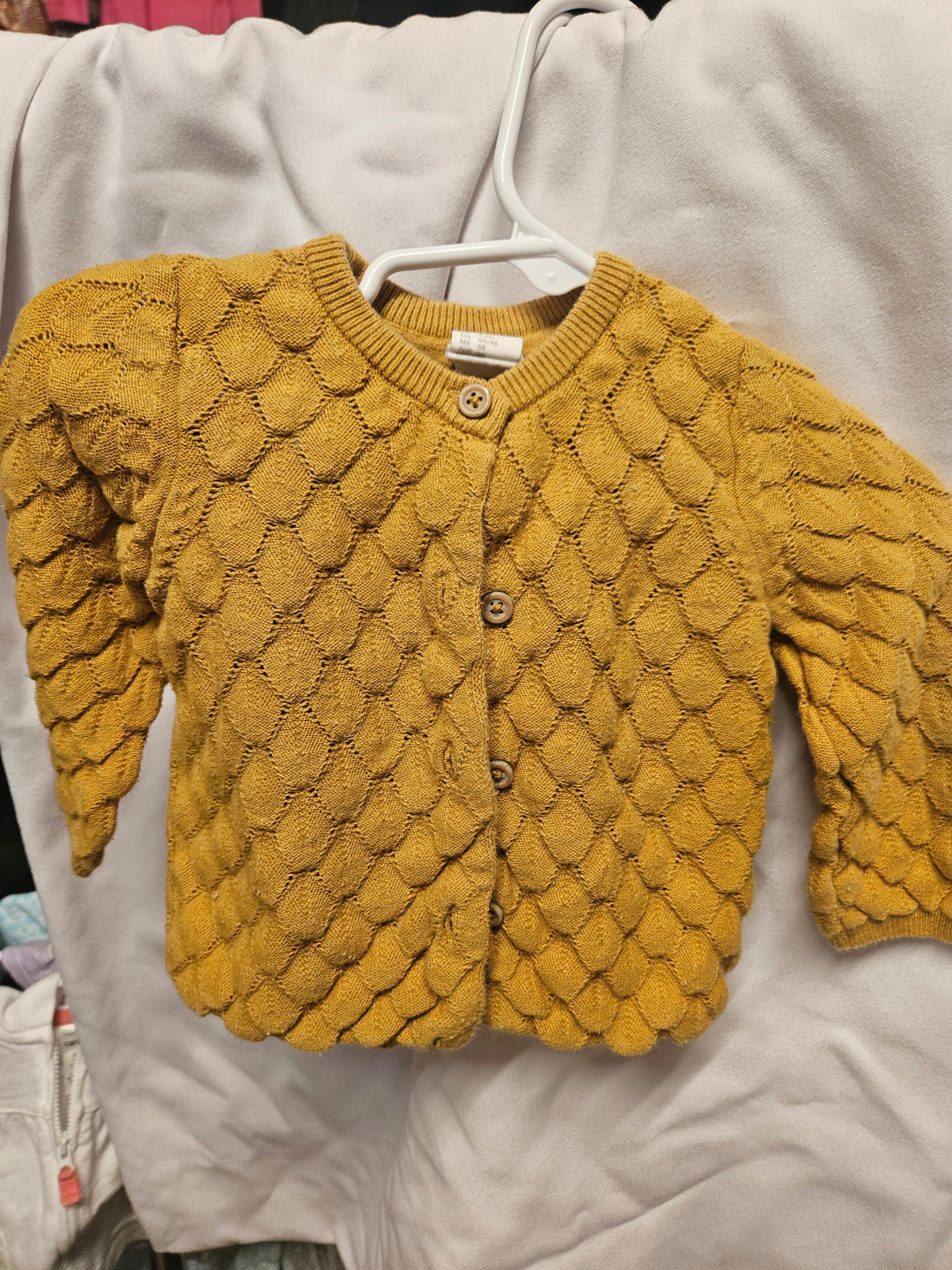 H&M Baby Cardigan 6M Mustard Yellow Knit - Image 1