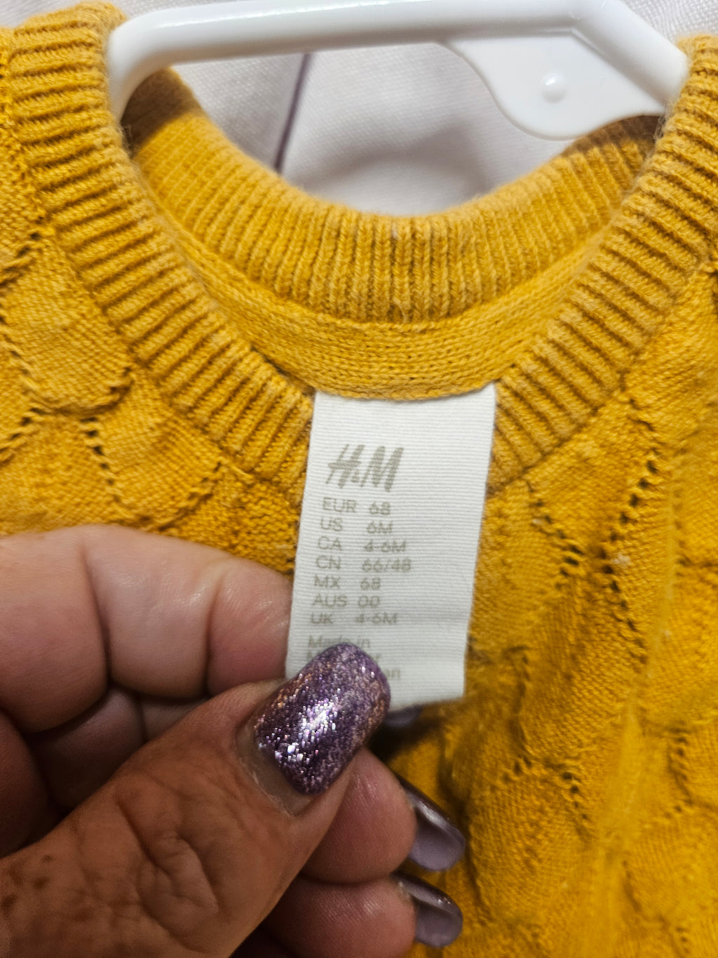 H&M Baby Cardigan 6M Mustard Yellow Knit - Image 2