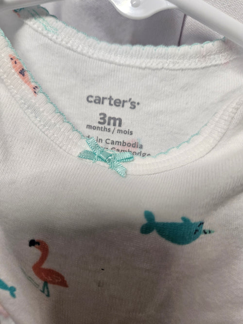 Carter's Baby Onesie 3M Flamingo Narwhal Print - Image 1