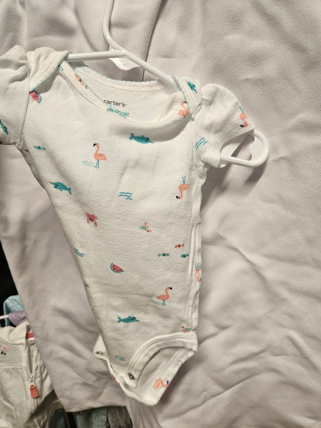 Carter's Baby Onesie 3M Flamingo Narwhal Print - Image 2