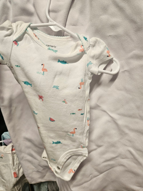 Carter's Baby Onesie 3M Flamingo Narwhal Print - Image 2