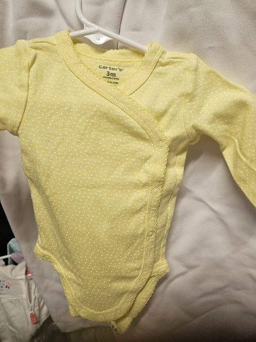 Carter's Baby Bodysuit 3M Yellow Polka Dot Long Sleeve - Image 1