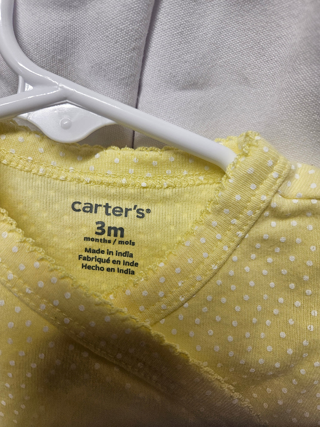 Carter's Baby Bodysuit 3M Yellow Polka Dot Long Sleeve - Image 2