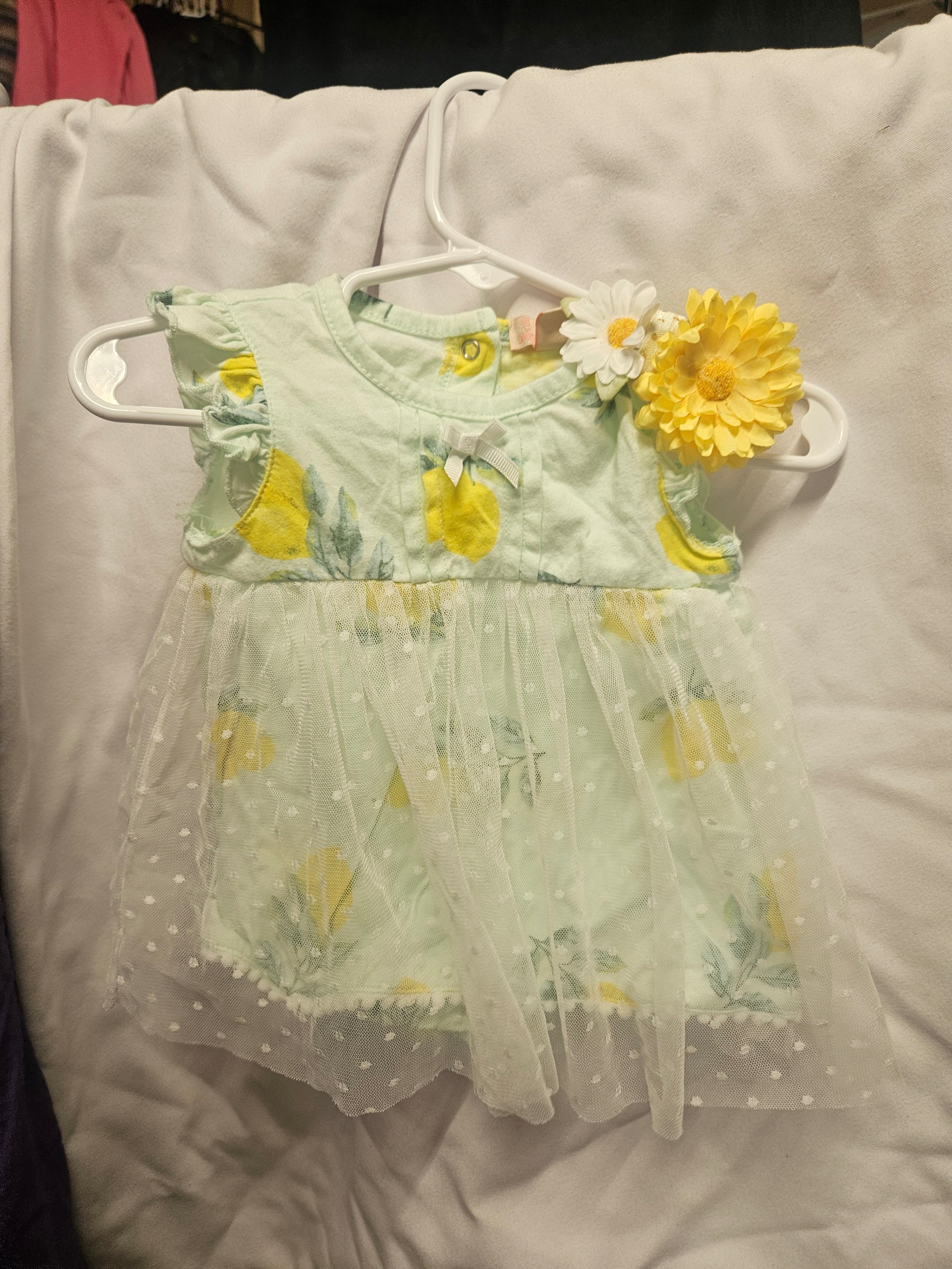 Tutu Couture Baby Dress with Lemon Print and Tulle Skirt - Image 1