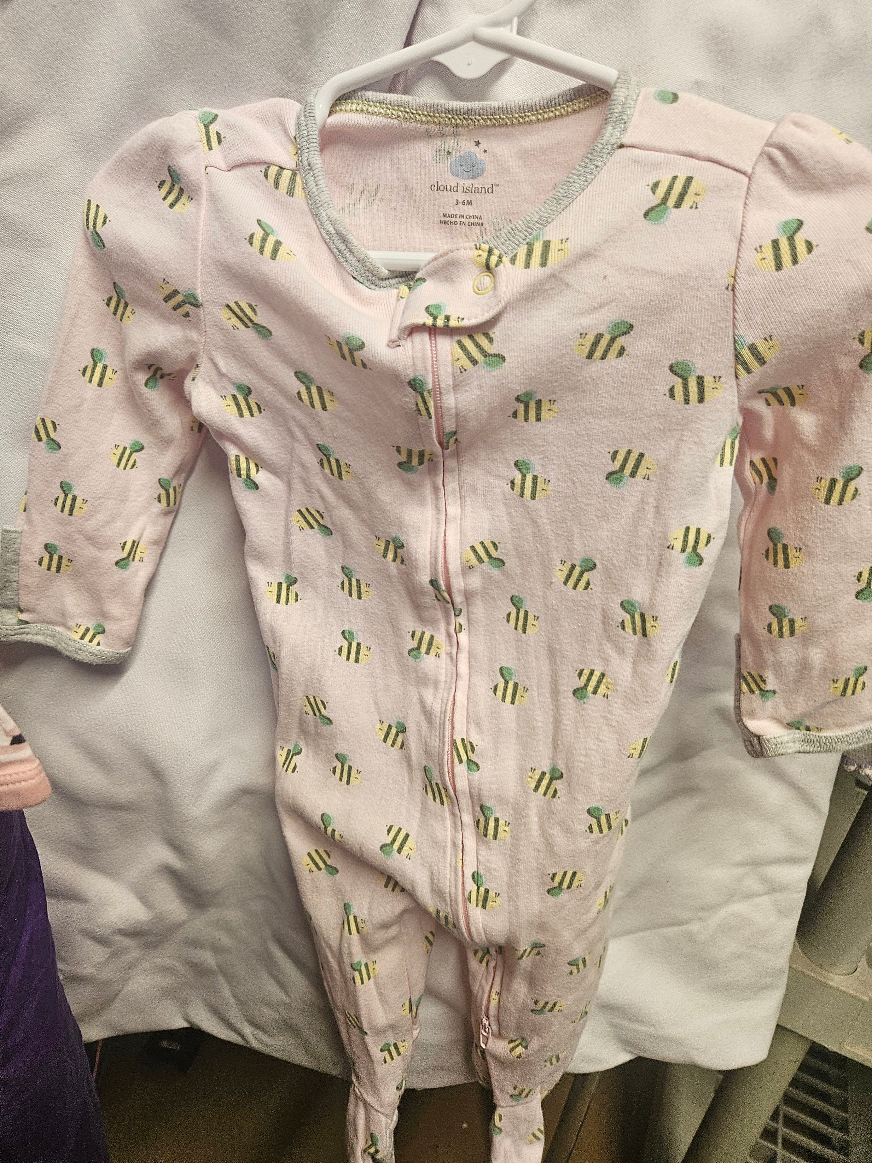 Cloud Island Baby Sleeper 3-6M Pink Bee Print - Image 1