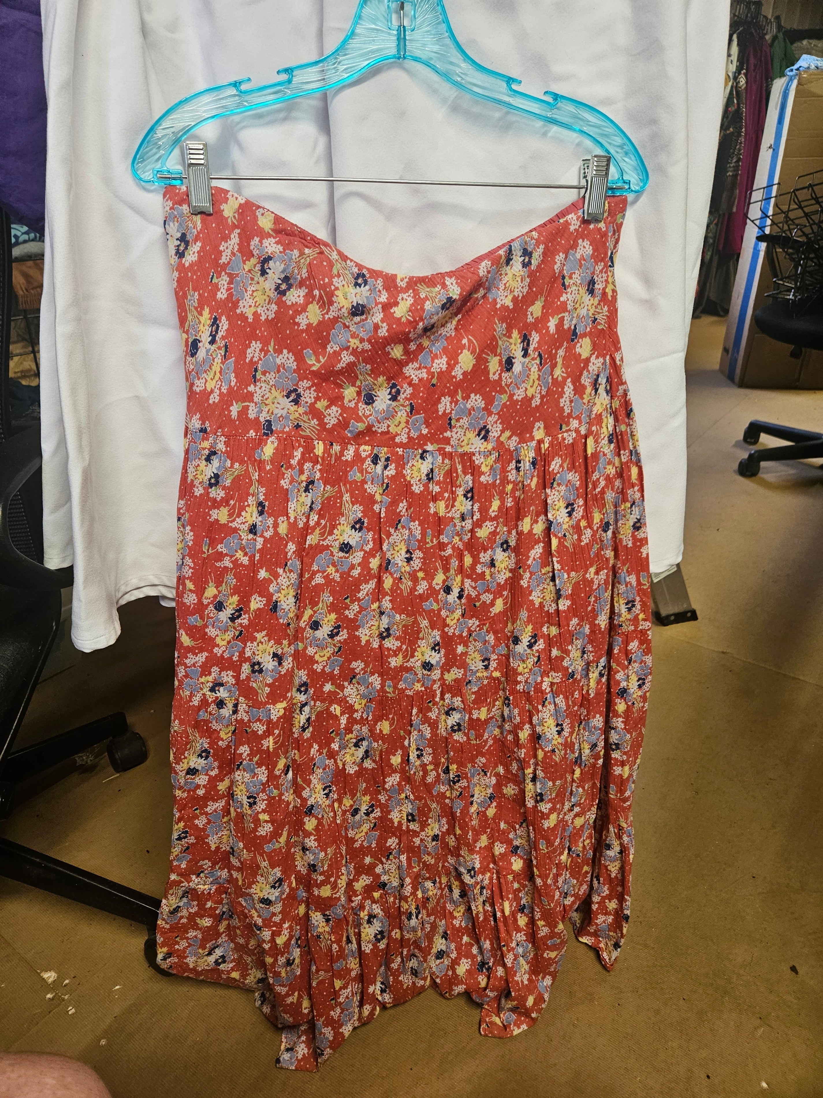Chaps Floral Maxi Dress Red L - Image 1