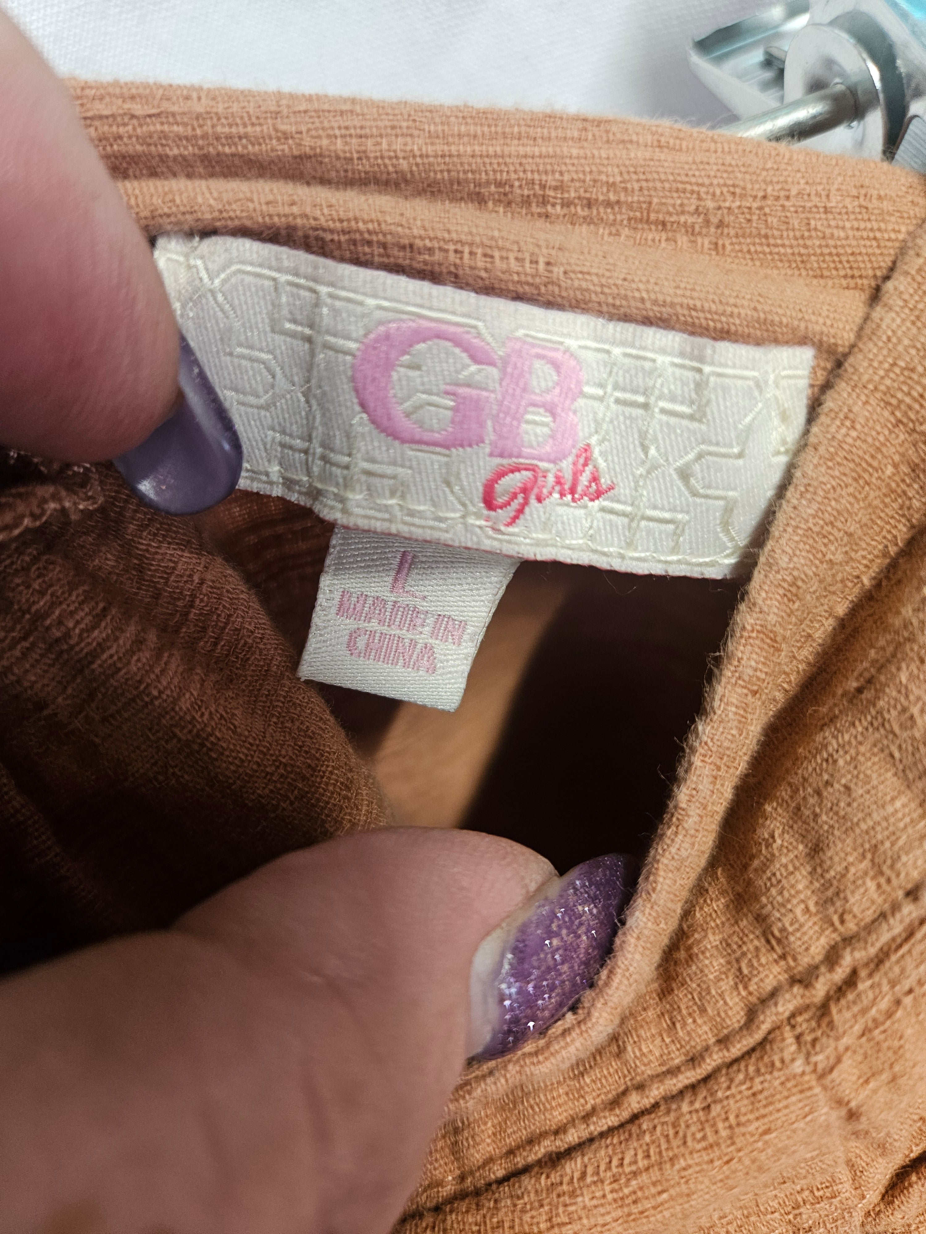 GB Girls Brown Button-Front Skirt Size L - Image 2