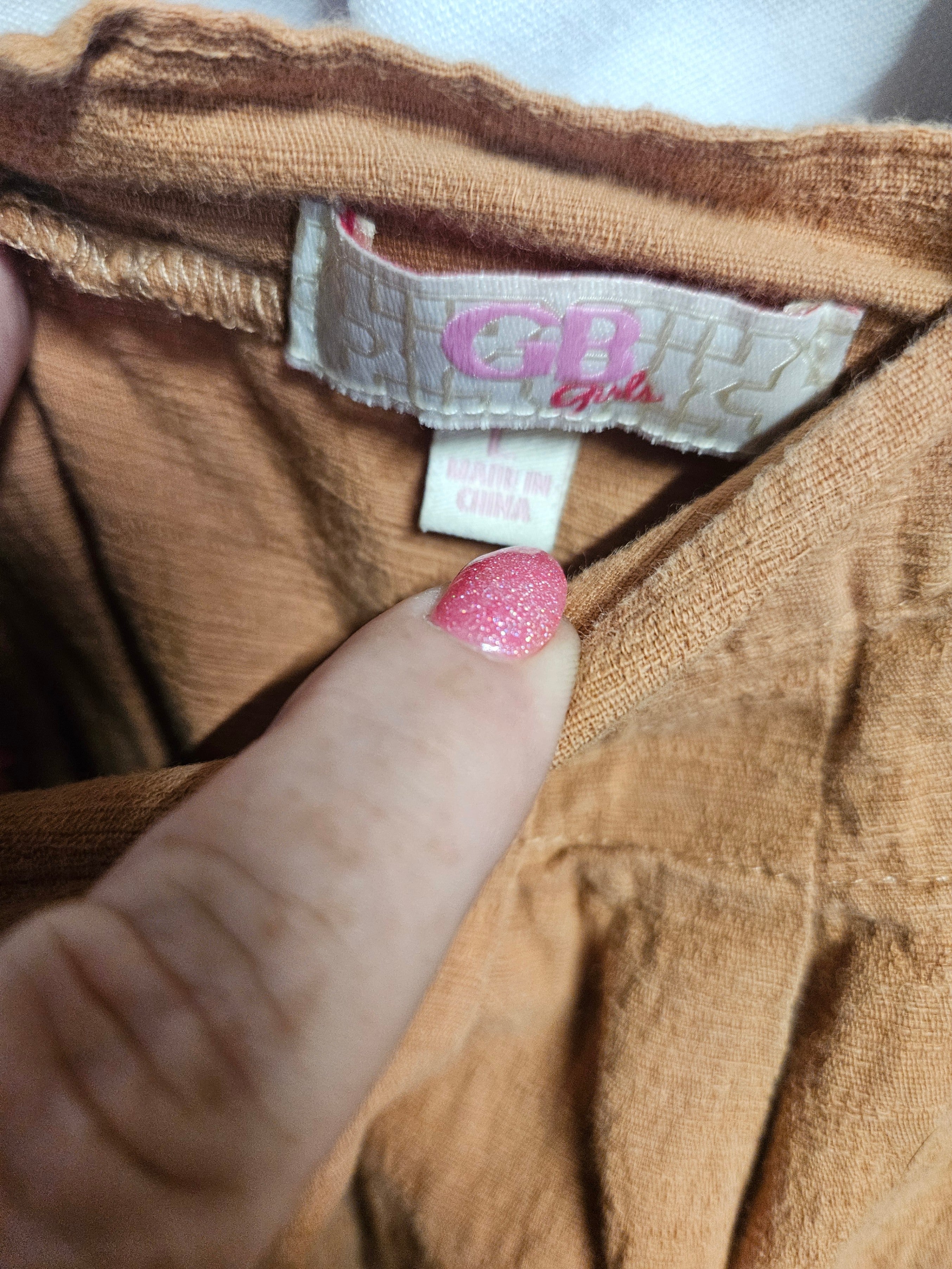 GB Girls Button-Front Skirt in Brown - Image 2