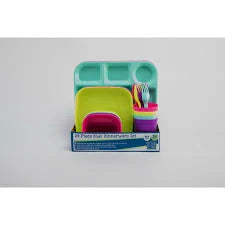 Your Zone Kids Dinnerware Set  24-Piece Plastic Plates  Bowls  Cups & Utensils  Multicolor - Image 8