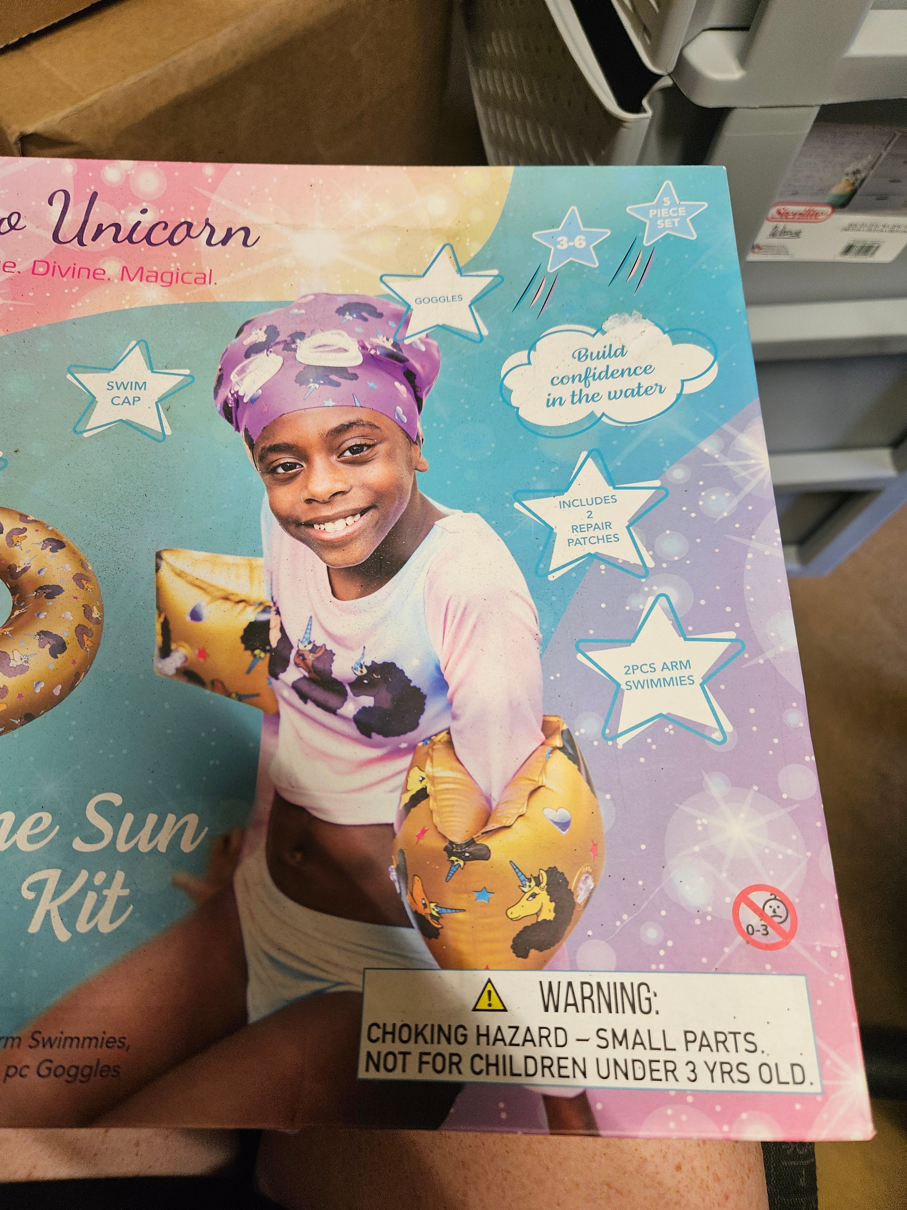 Afro Unicorn Fun in the Sun Floatie Kit - Arm Floaties and Ring