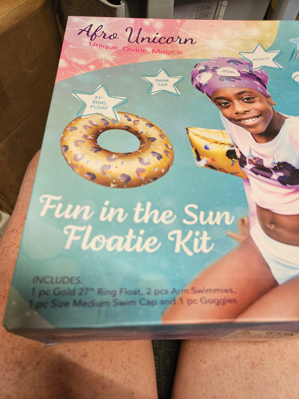 Afro Unicorn Fun in the Sun Floatie Kit - Arm Floaties and Ring
