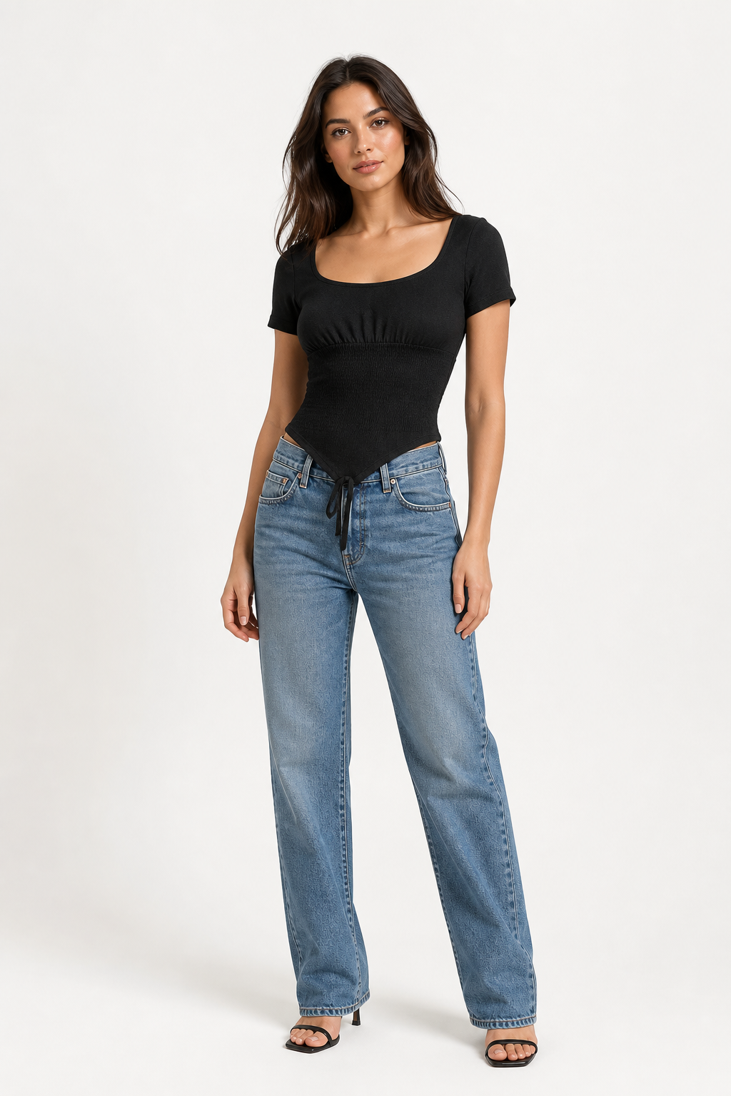 Black Short Sleeve Bodysuit XXS/XS with tummy control - Image 1