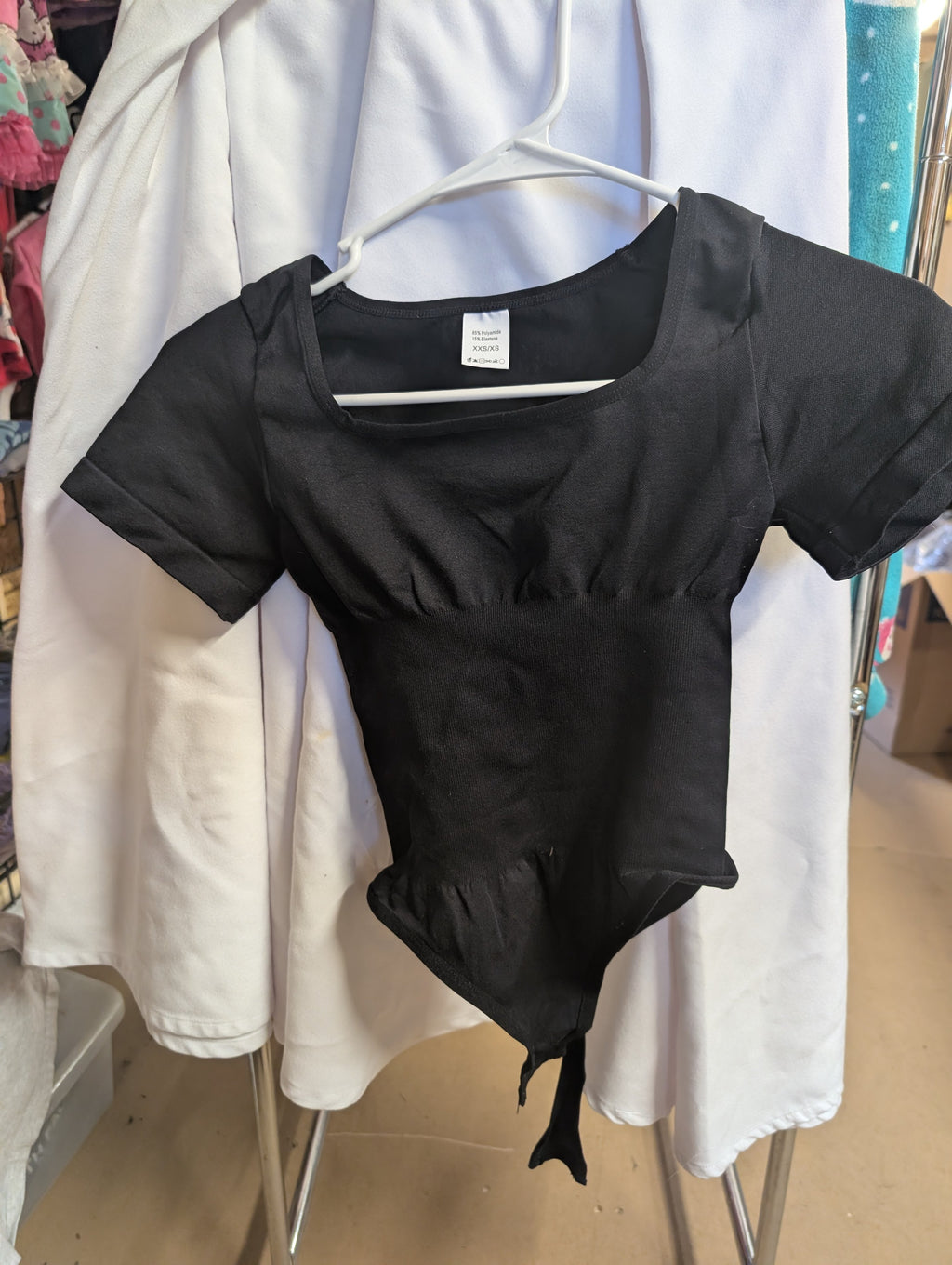 Black Short Sleeve Bodysuit XXS/XS with tummy control - Image 2
