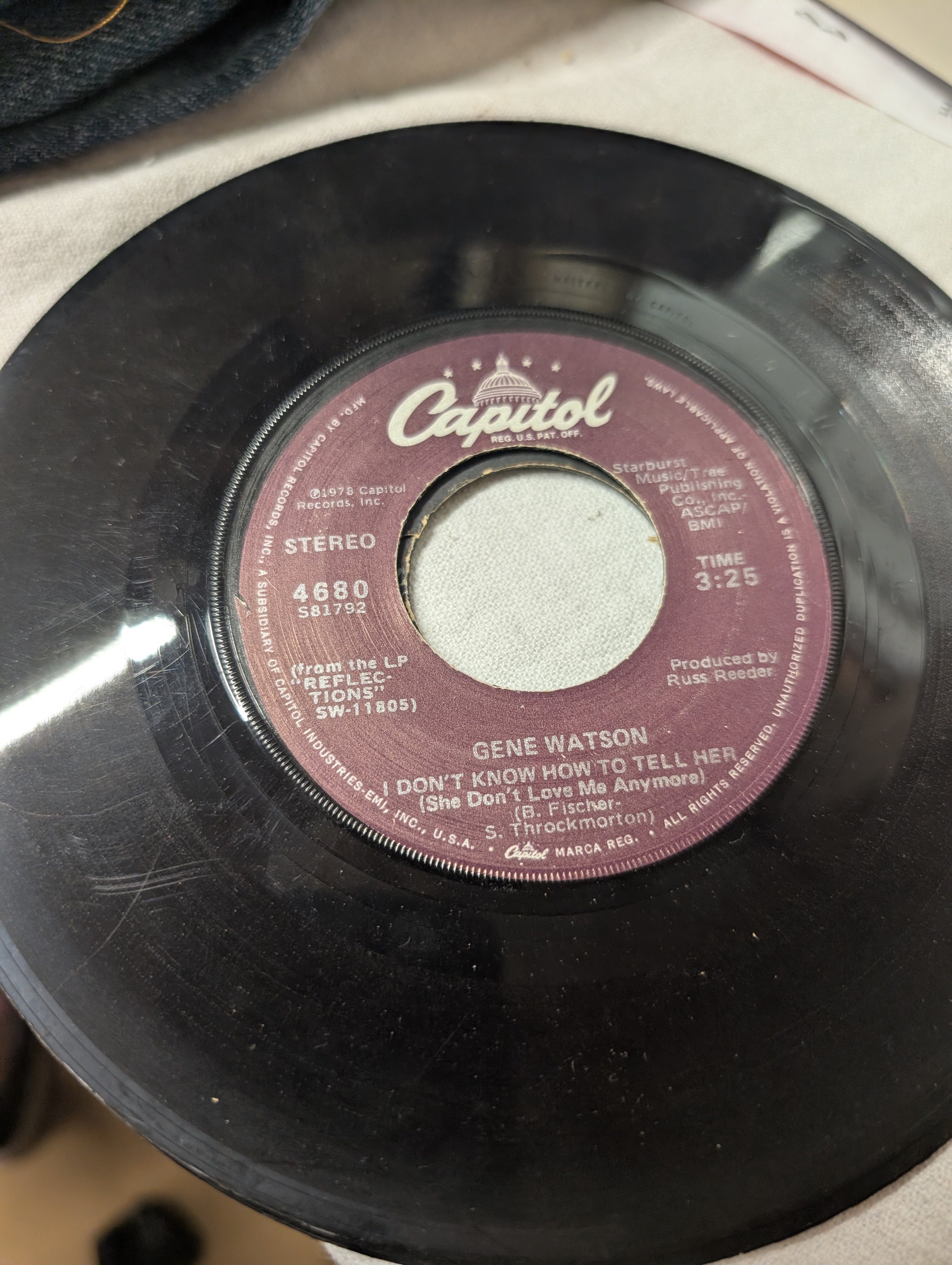 Gene Watson 45 RPM Vinyl Record Capitol 4680 - Image 1
