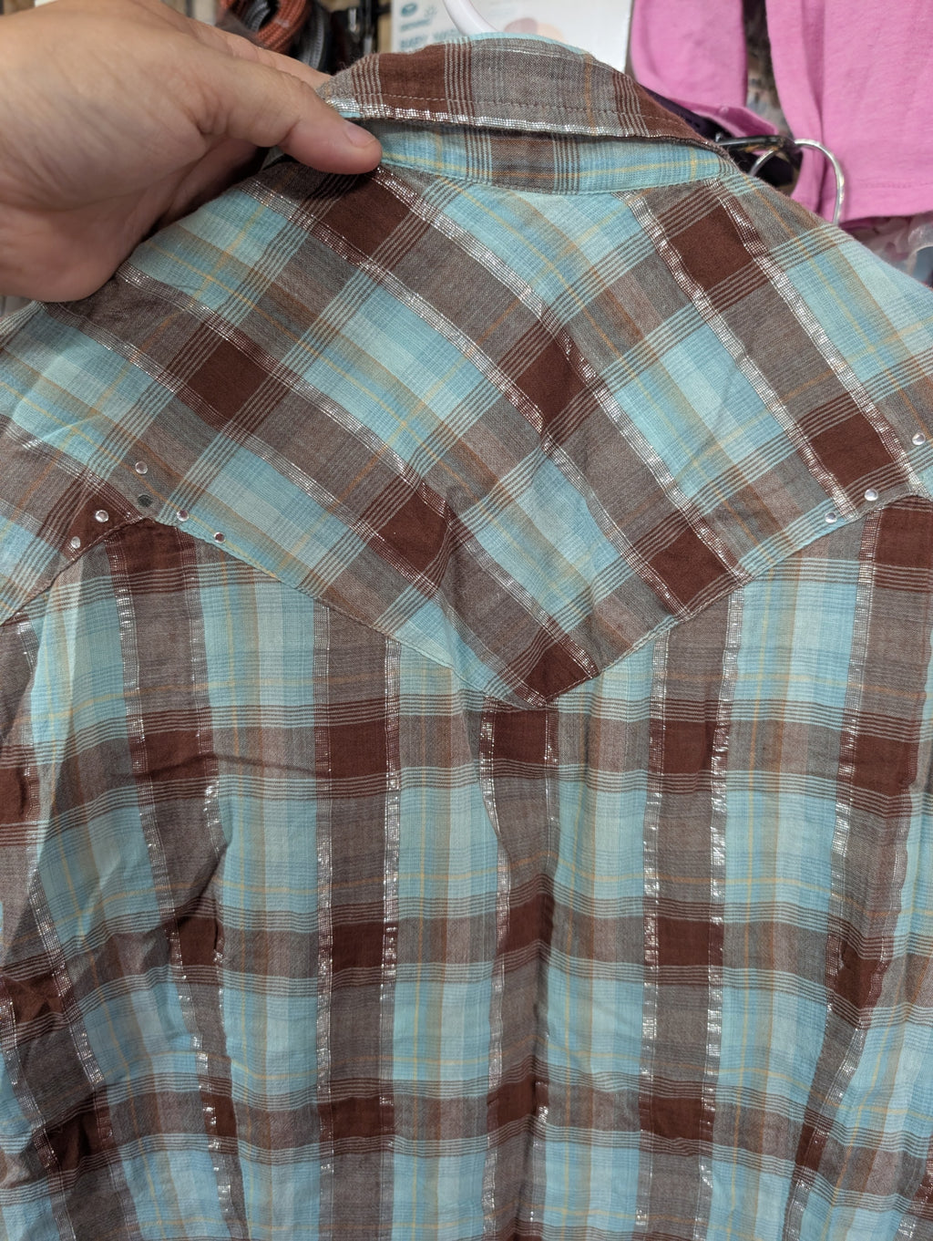 Panhandle Women's Plaid Western Shirt with Embroidery - Image 4