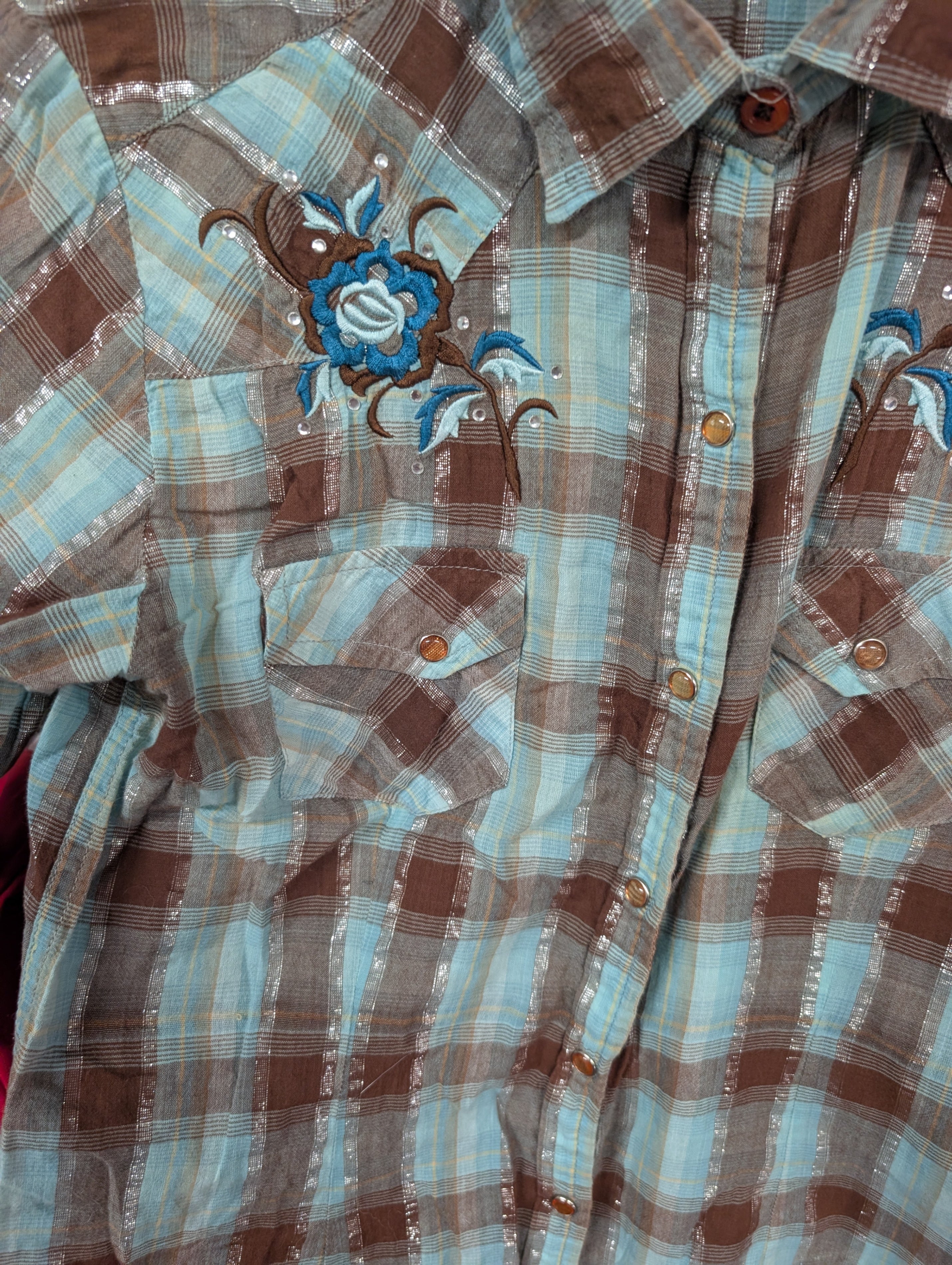 Panhandle Women's Plaid Western Shirt with Embroidery - Image 3