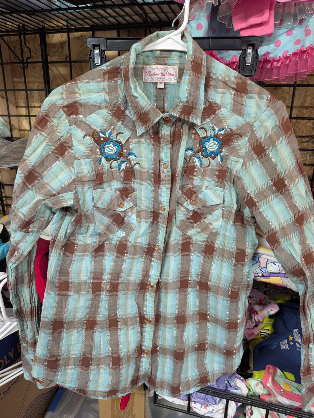 Panhandle Women's Plaid Western Shirt with Embroidery - Image 2