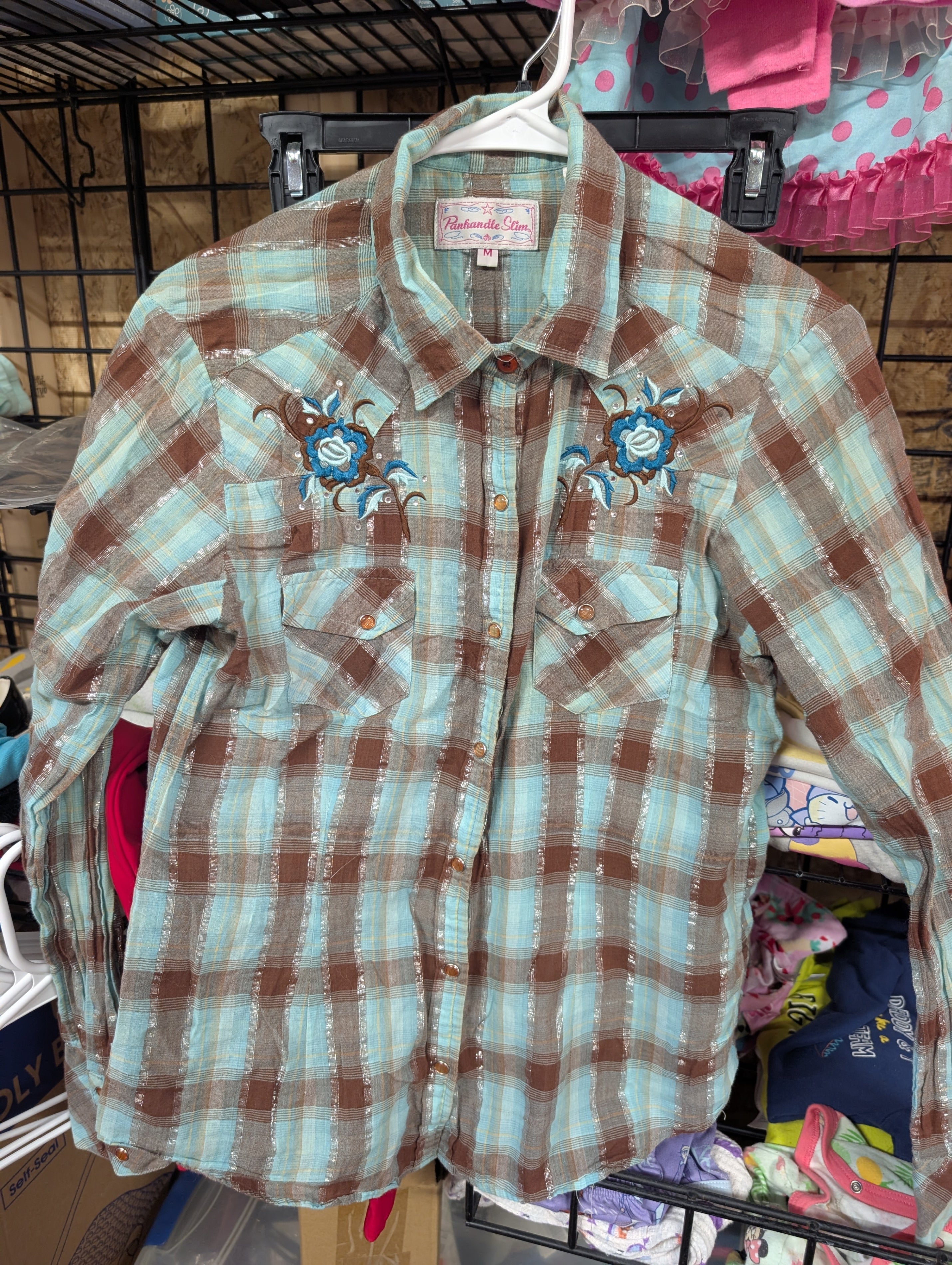Panhandle Women's Plaid Western Shirt with Embroidery - Image 2