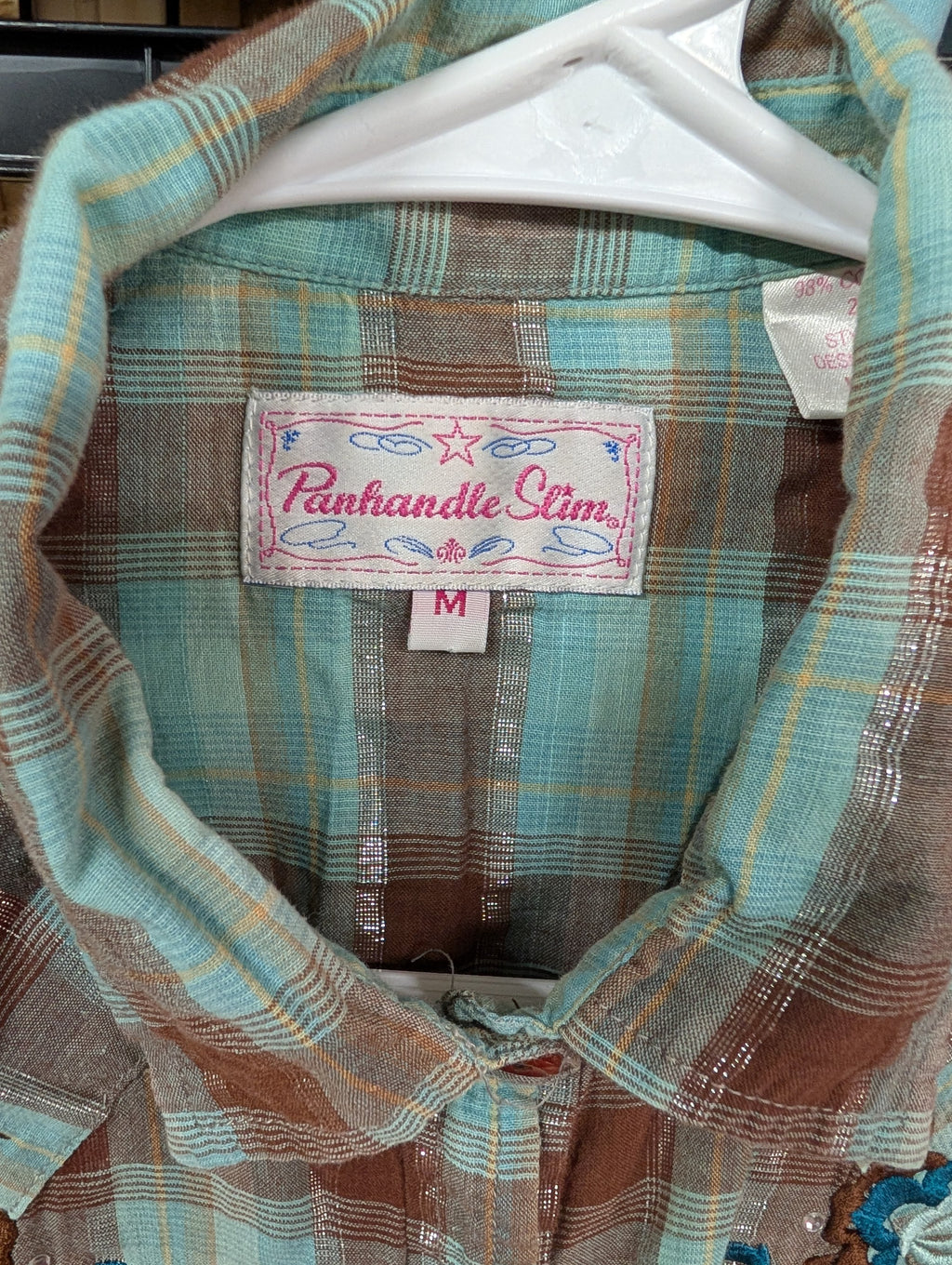 Panhandle Women's Plaid Western Shirt with Embroidery - Image 5