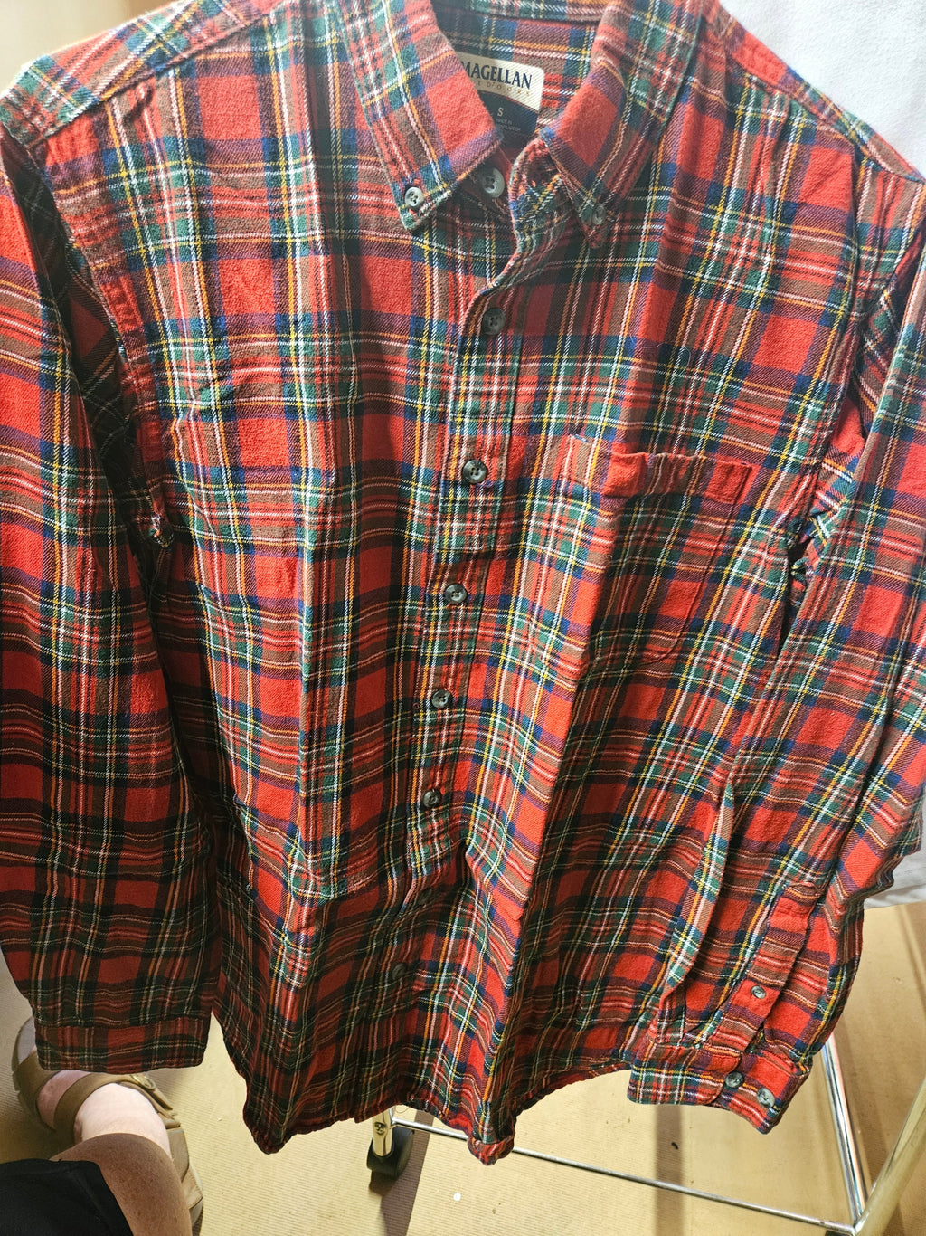 Magellan Red Plaid Button-Up Shirt Size S - Image 1