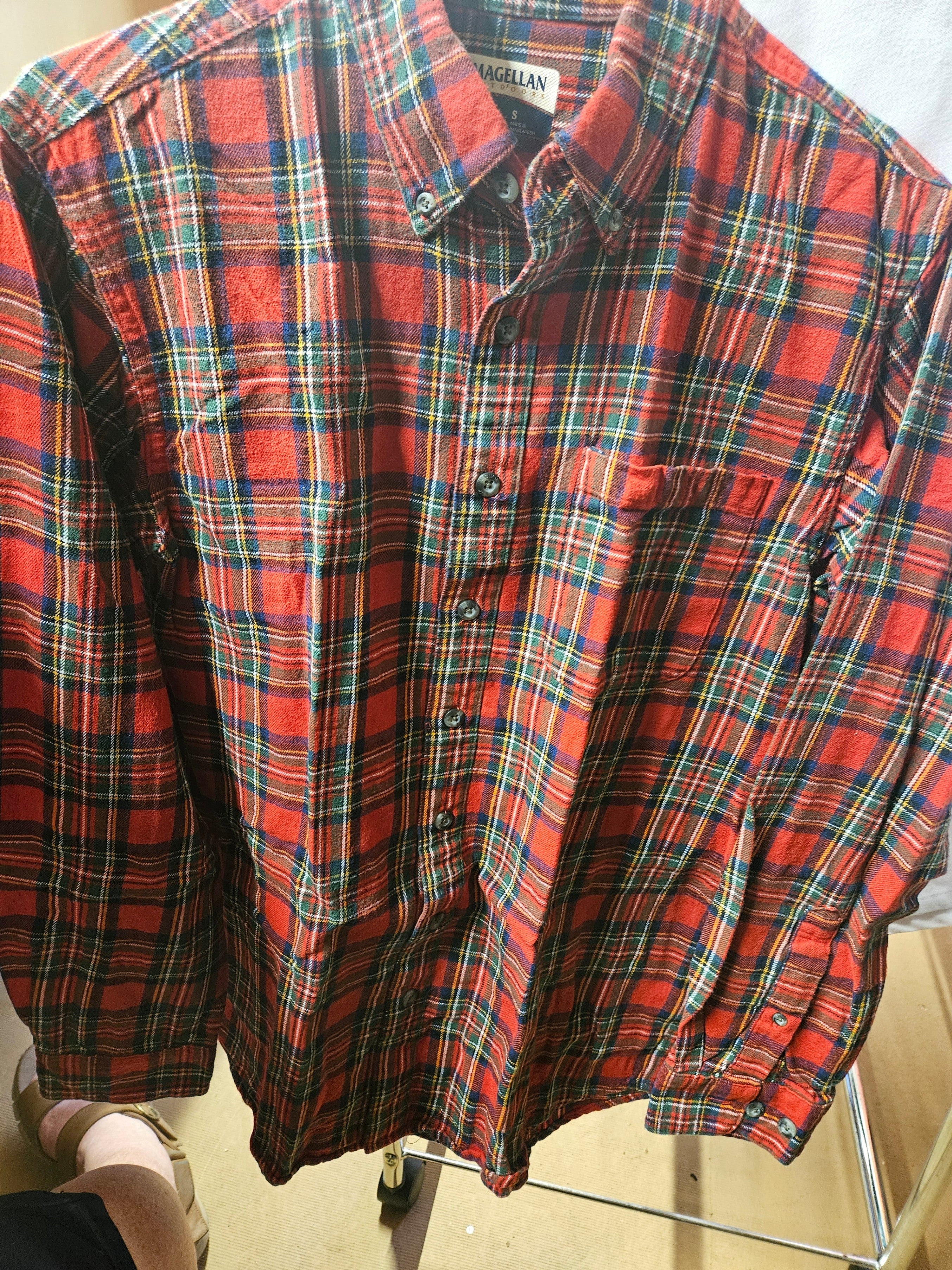 Magellan Red Plaid Button-Up Shirt Size S - Image 1