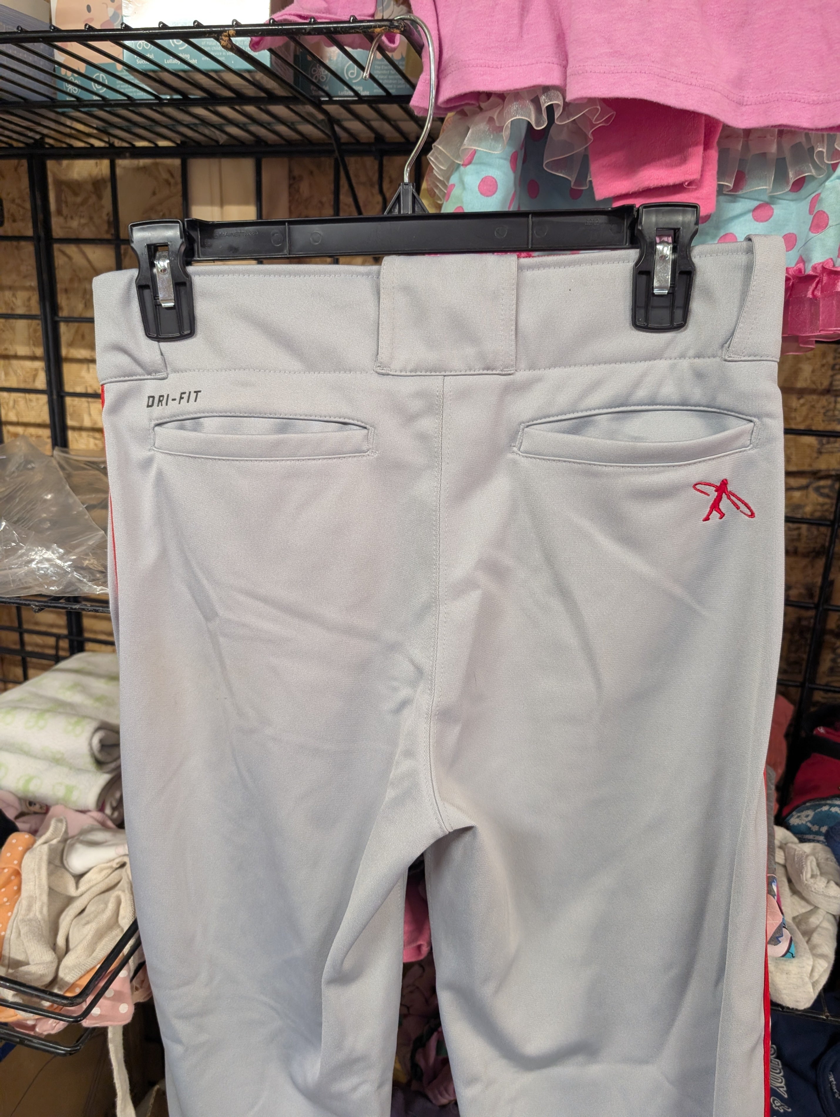 Nike Dri-FIT Baseball Pants Gray Red Stripe - Image 2