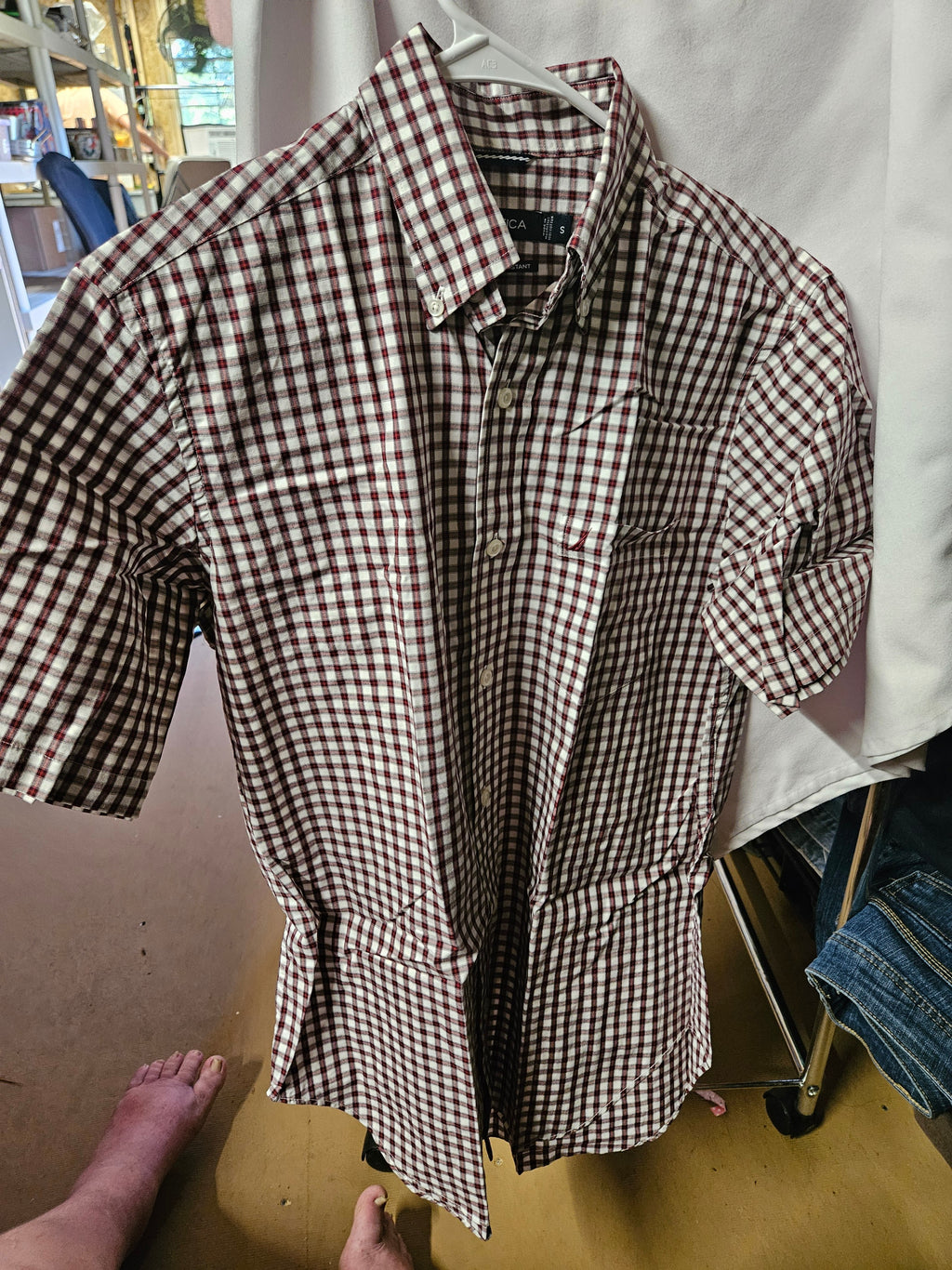 Nautica Men's Checkered Short Sleeve Shirt Size S - Image 1