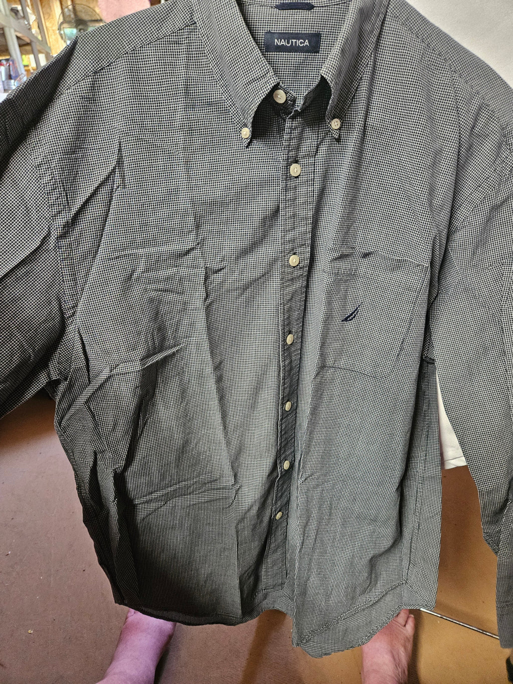 Nautica Men's Checkered Shirt Large 100% Cotton - Image 1
