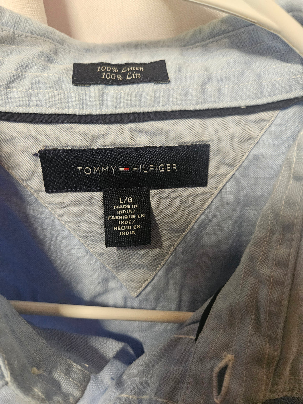 Tommy Hilfiger Men's Linen Shirt Light Blue Size L - Image 2