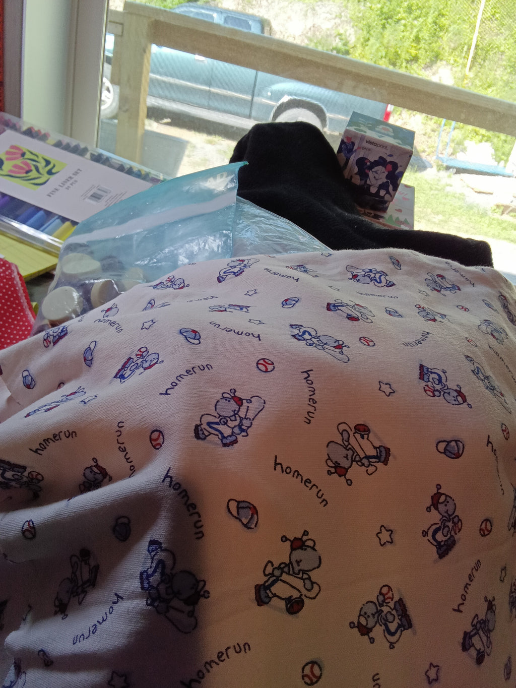 1 1/2 yd x 1 yd baby fabric with turtle baseball on it - Image 3