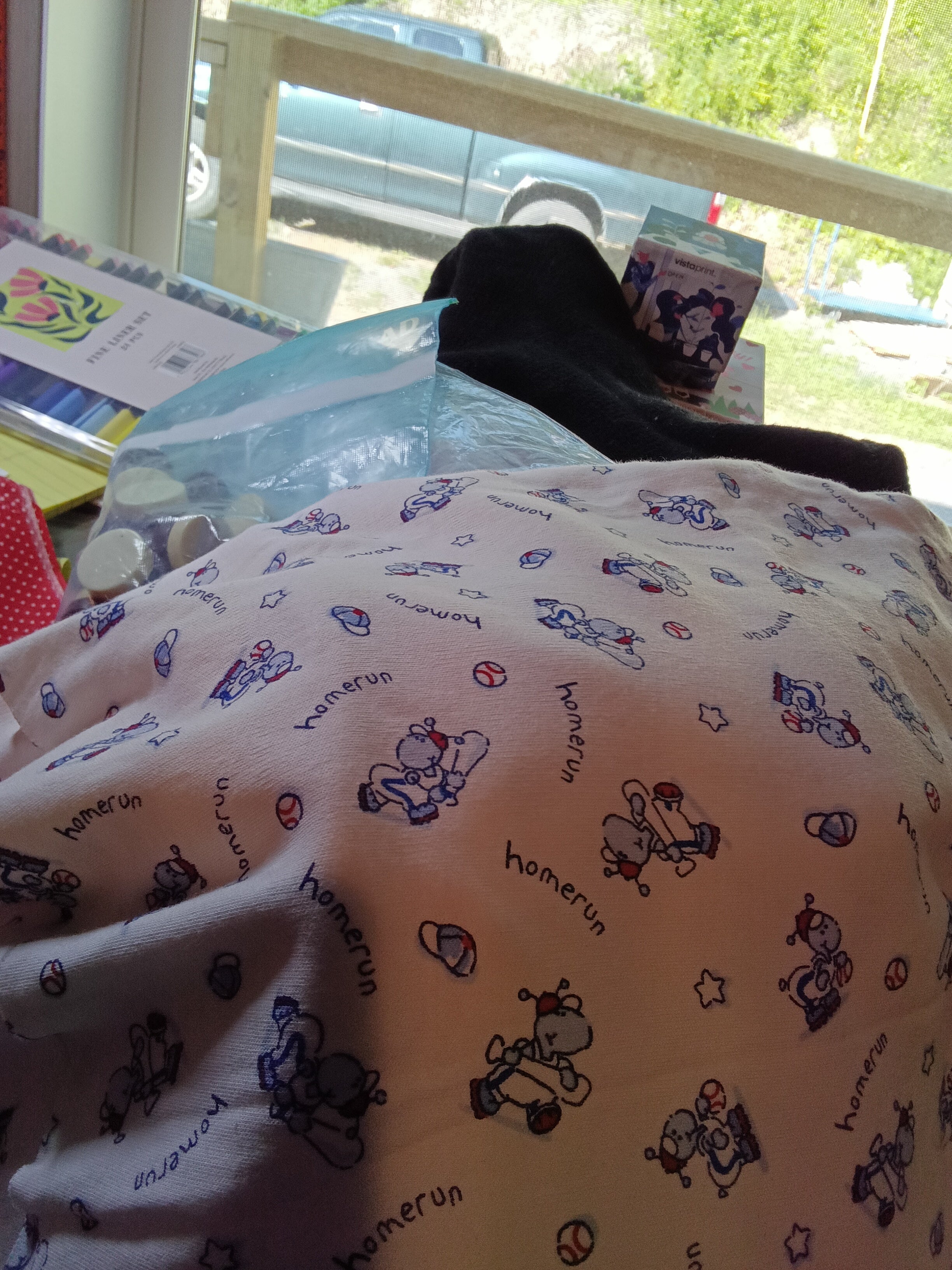 1 1/2 yd x 1 yd baby fabric with turtle baseball on it - Image 3