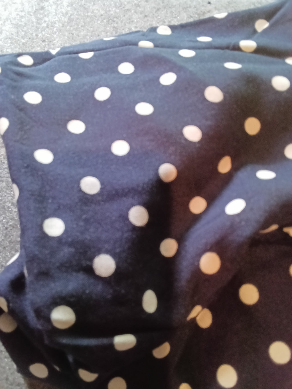 Polka Dot Fabric, Navy with White Dots irruglar cut - Image 1