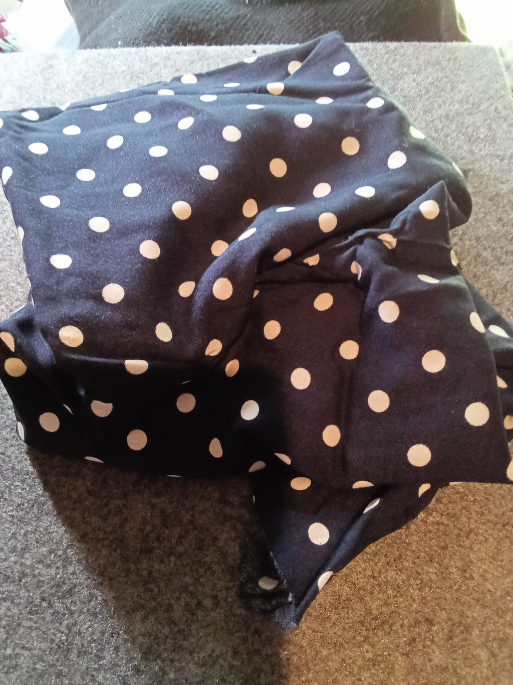 Polka Dot Fabric, Navy with White Dots irruglar cut - Image 3