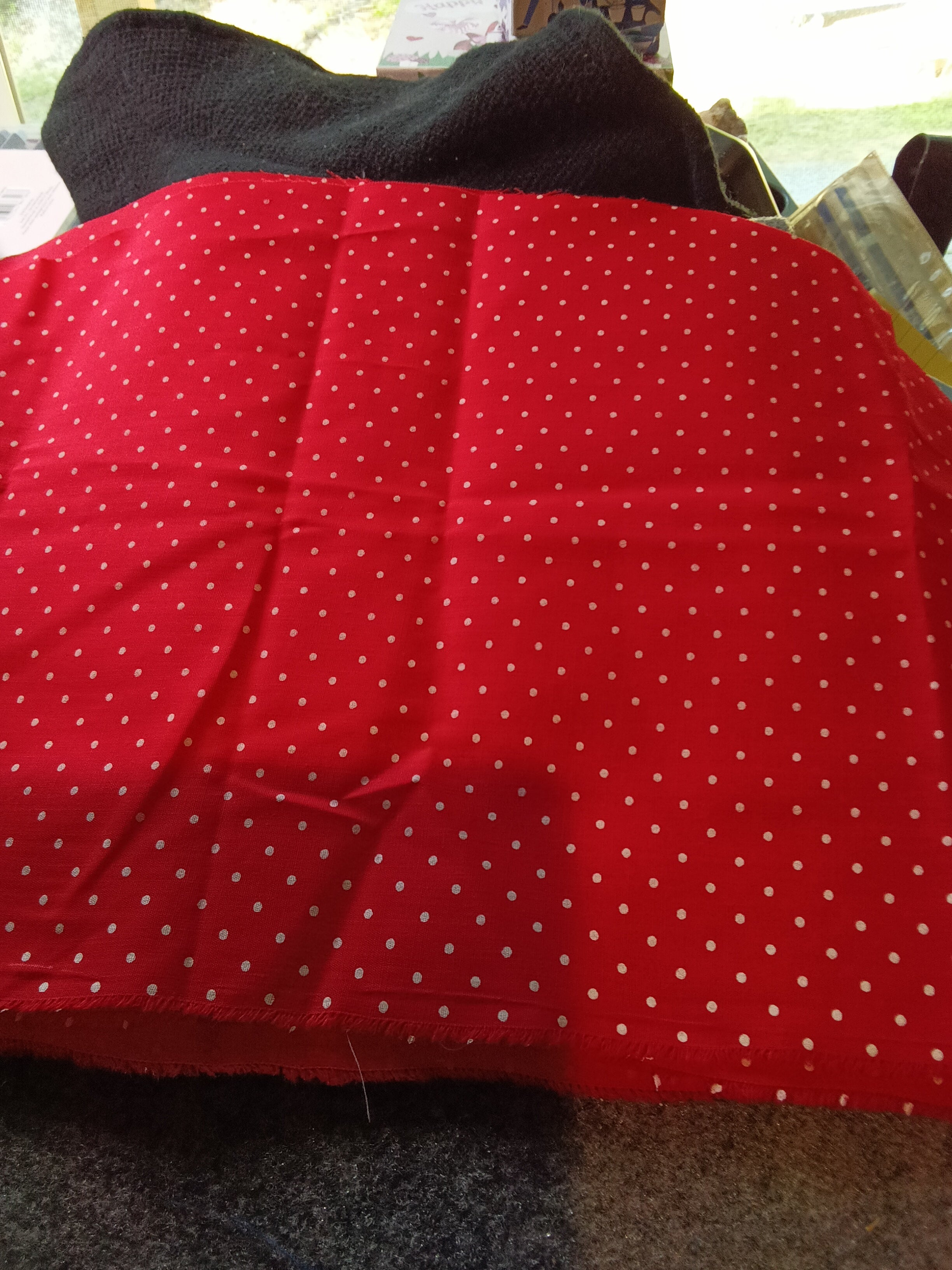 #2 Red Polka Dot Fabric Material (bigger dots) - Image 1