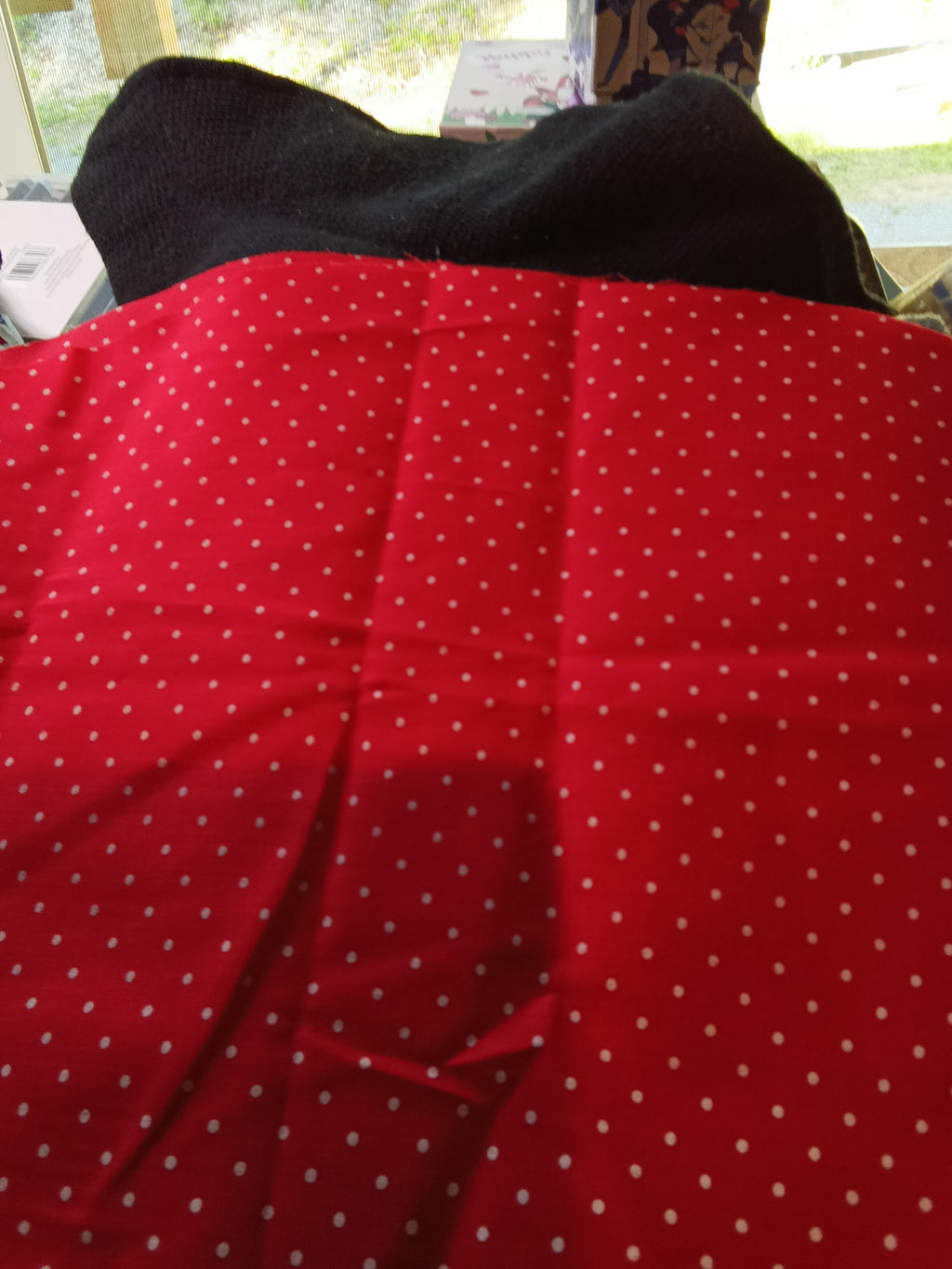 #2 Red Polka Dot Fabric Material (bigger dots) - Image 3