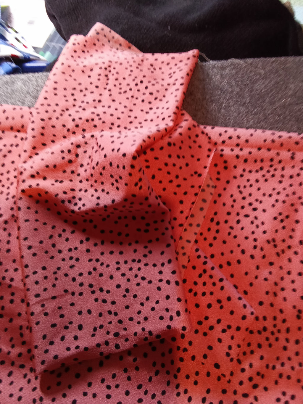 Coral Polka Dot  spandex Fabric - Image 1