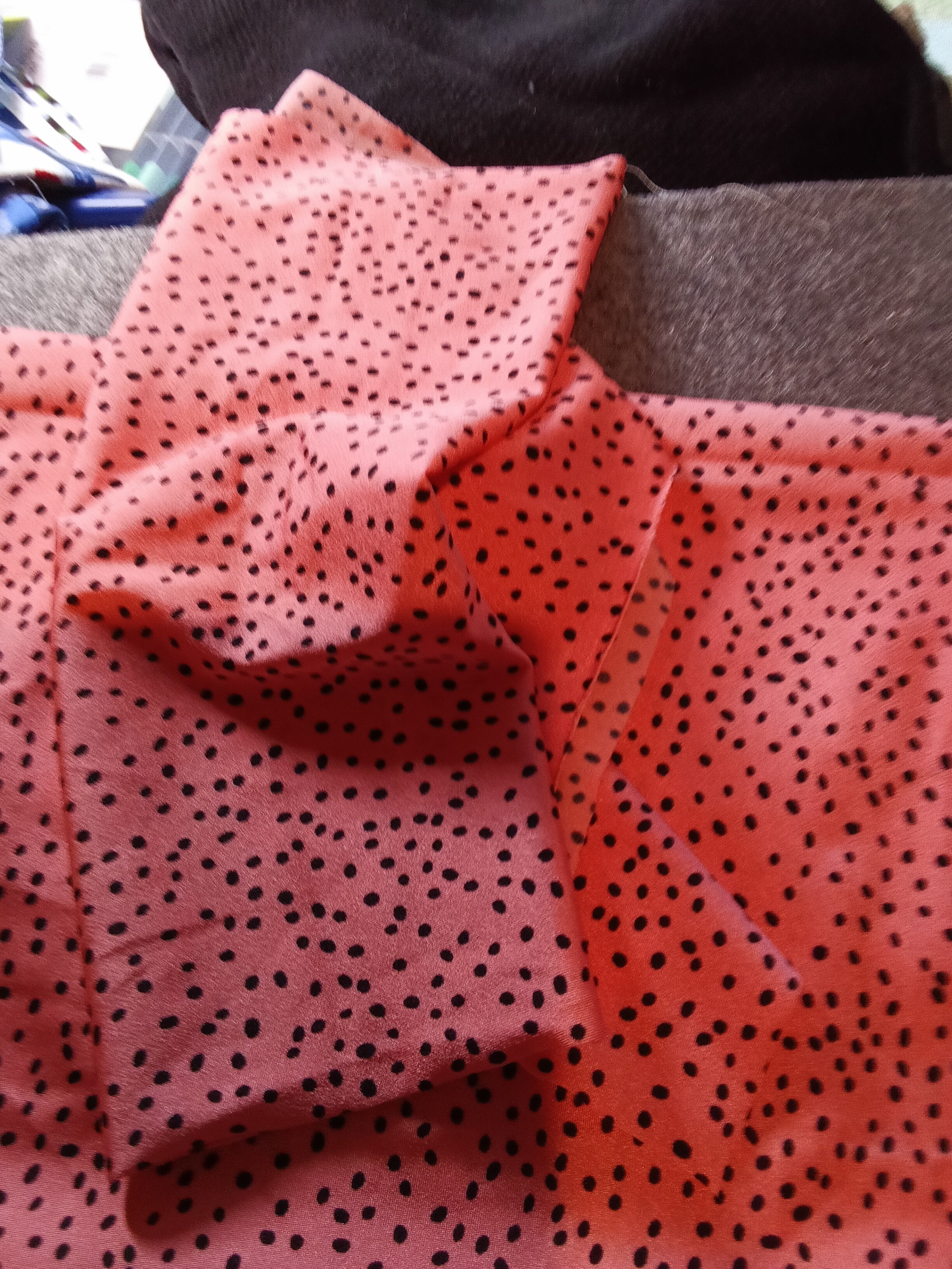 Coral Polka Dot  spandex Fabric - Image 1