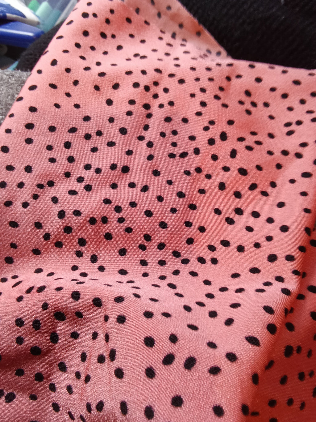 Coral Polka Dot  spandex Fabric - Image 3