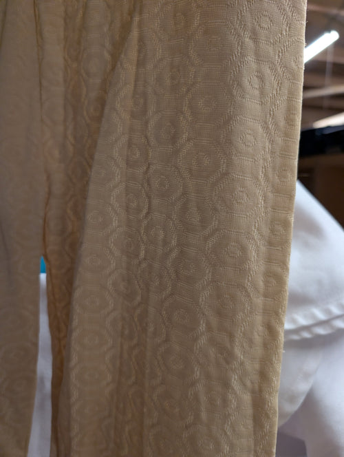 Beige Textured thermal  Pants with Elastic Cuffs - Image 2
