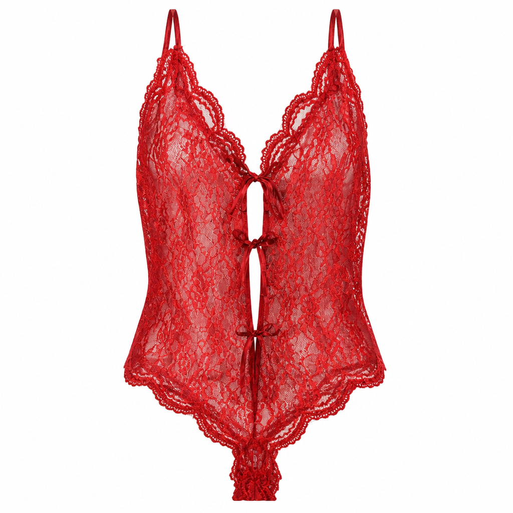 Solange Satin Red Lace Bodysuit Size 18/20 - Image 1