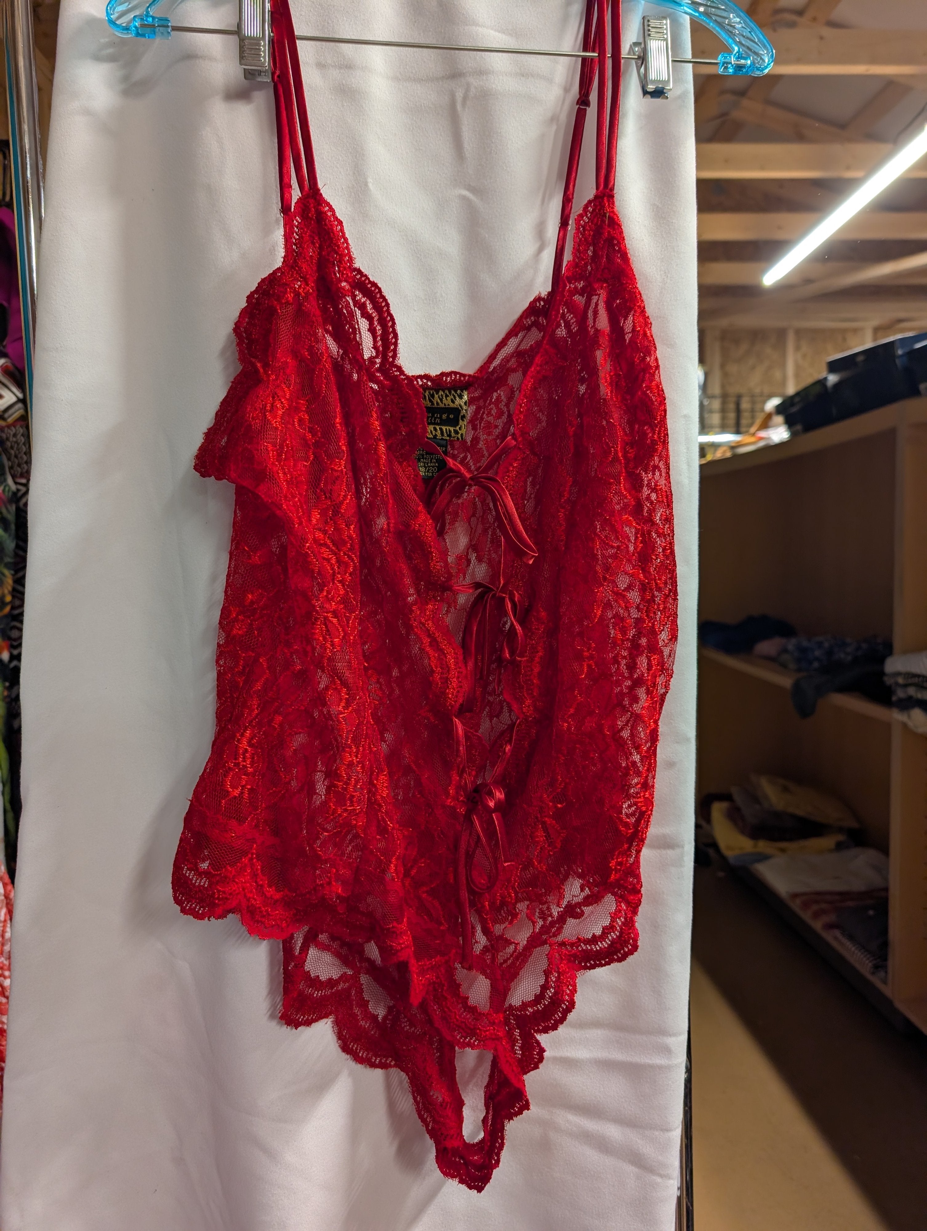 Solange Satin Red Lace Bodysuit Size 18/20 - Image 2