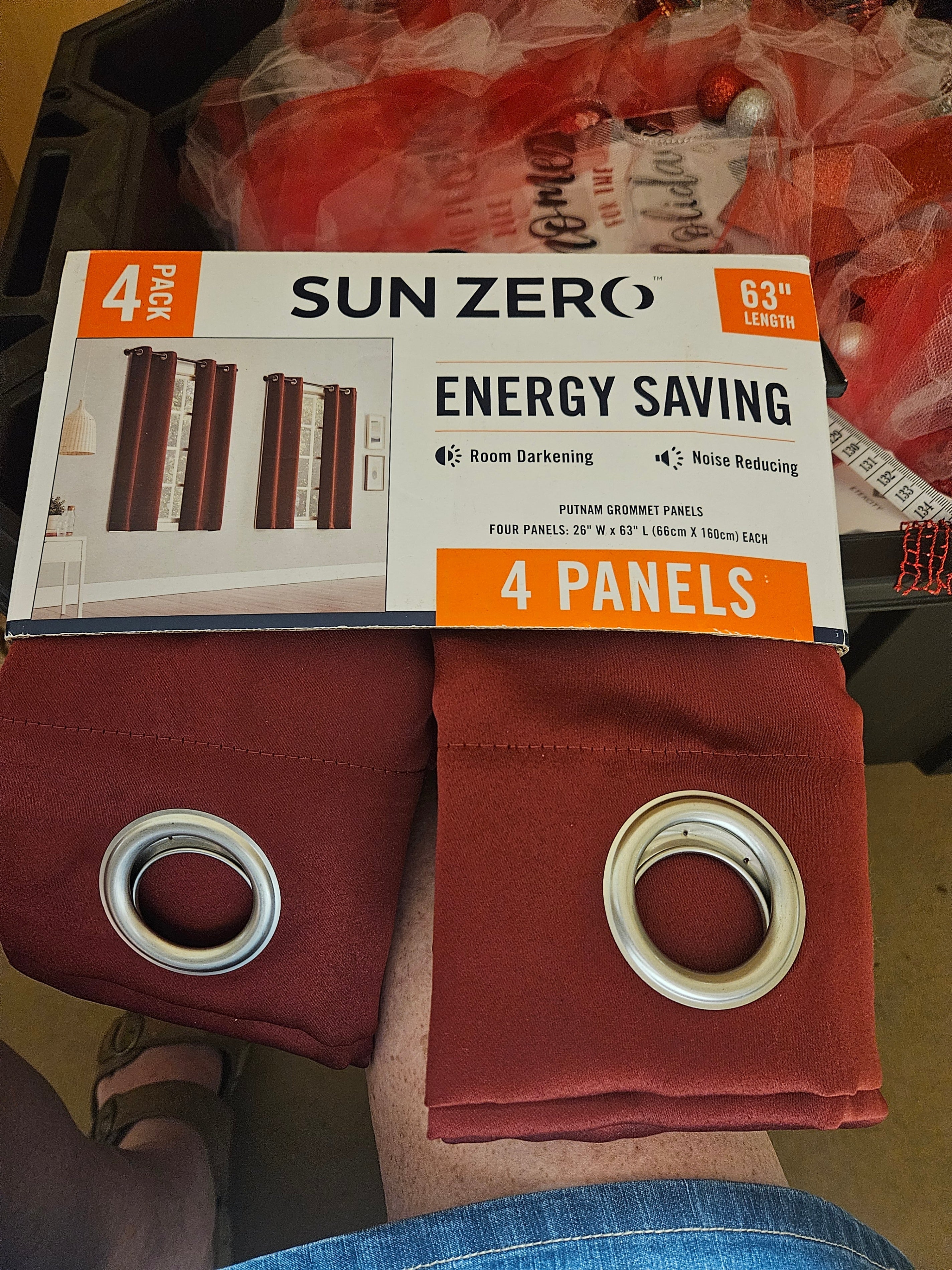 Sun Zero Energy Saving Curtains 63" Length 4-Pack - Image 1